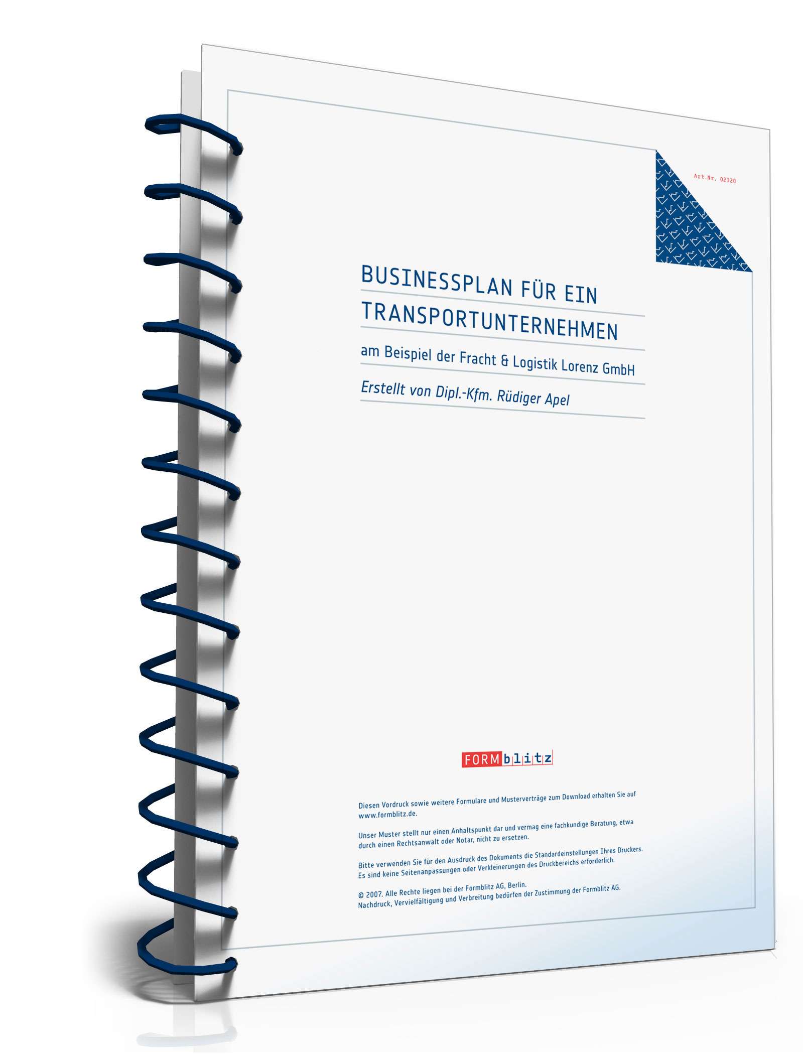 Businessplan Transport-Unternehmen Excel. Seite: 2