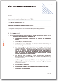 Künstlermanagementvertrag Word