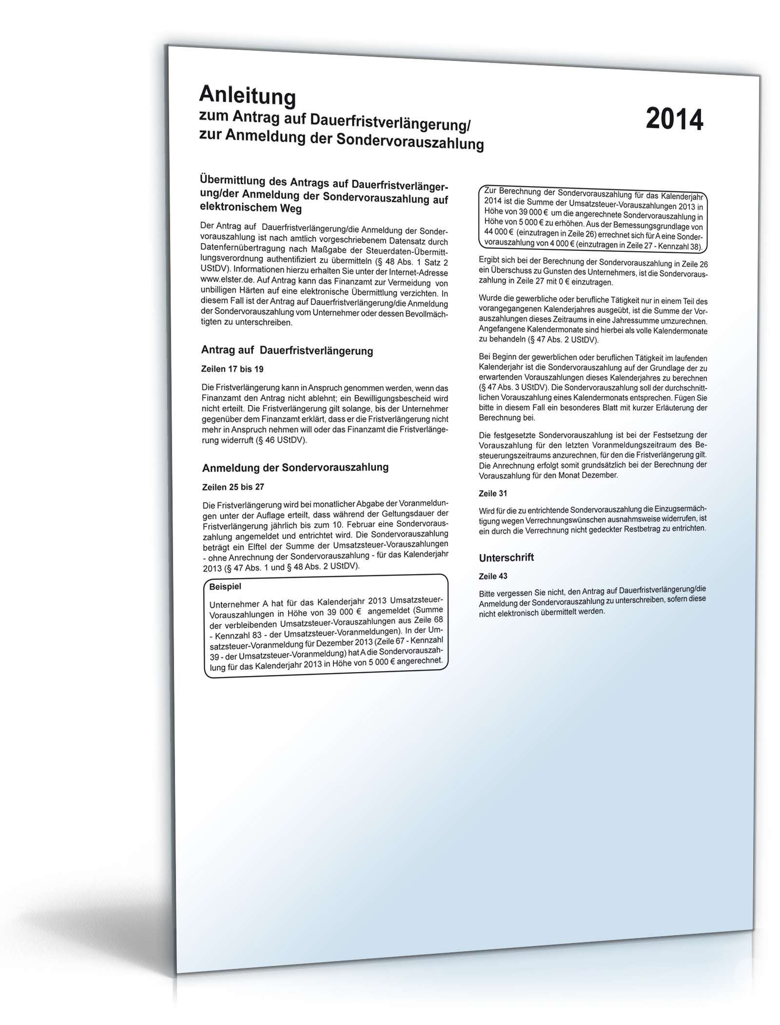 Antrag auf Dauerfristverlängerung 2014 PDF. Seite: 2