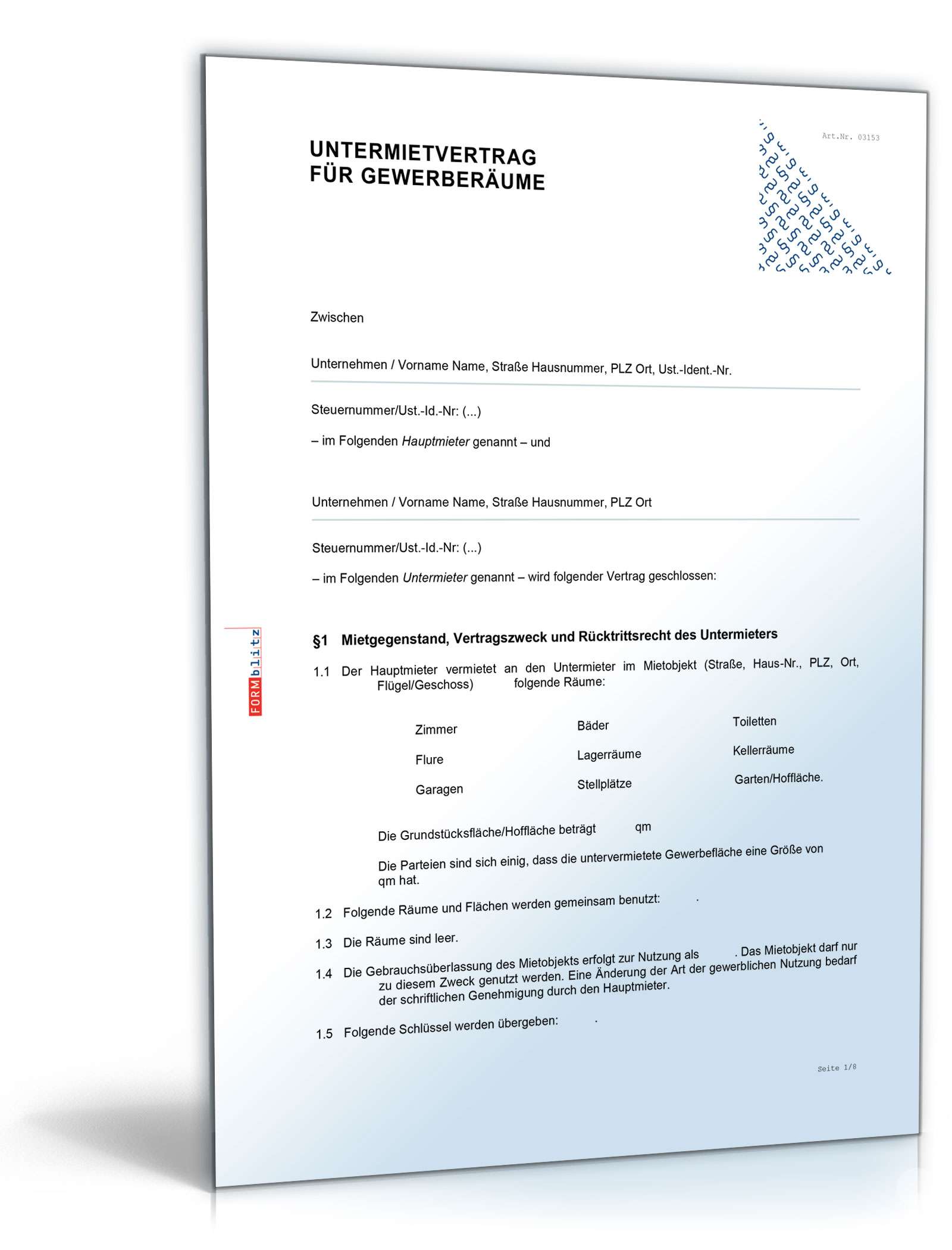 Vorteilspaket Untermietvertrag Gewerberäume Excel. Seite: 3