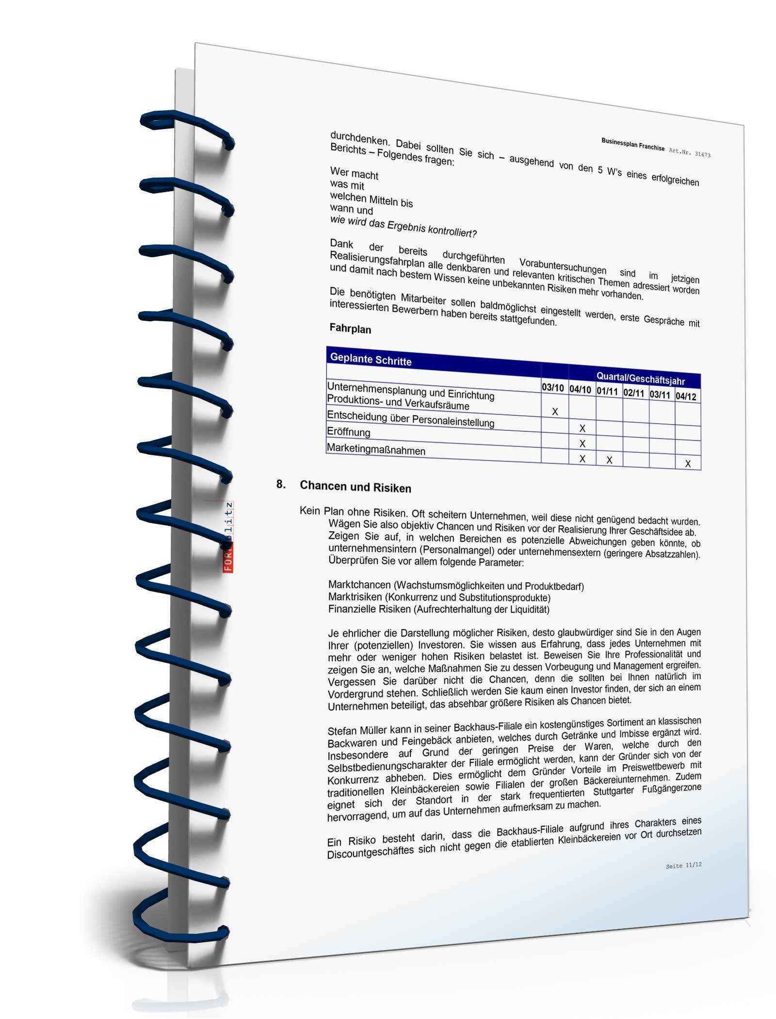 Businessplan Franchise (allgemein) Excel. Seite: 19