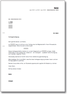 Fitnessstudio Beiträge zurückfordern Word