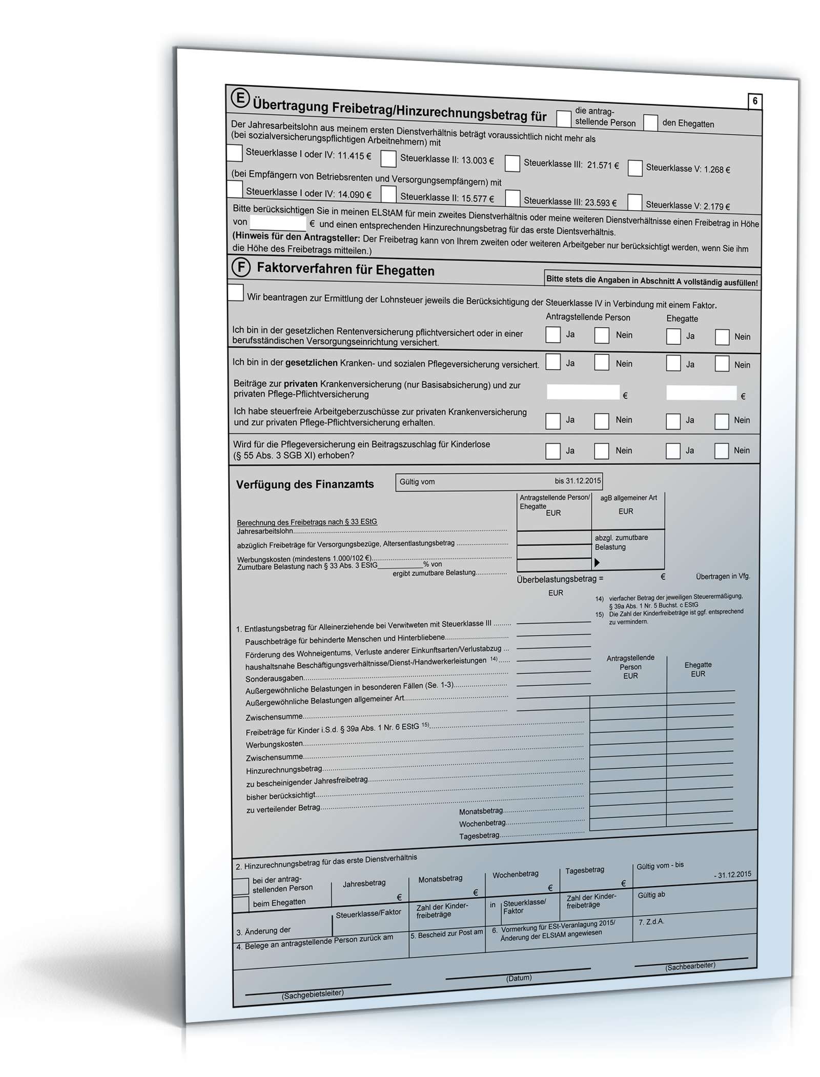 Antrag auf Lohnsteuer-Ermäßigung 2015 PDF. Seite: 6