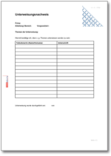 Unterweisungsnachweis Word