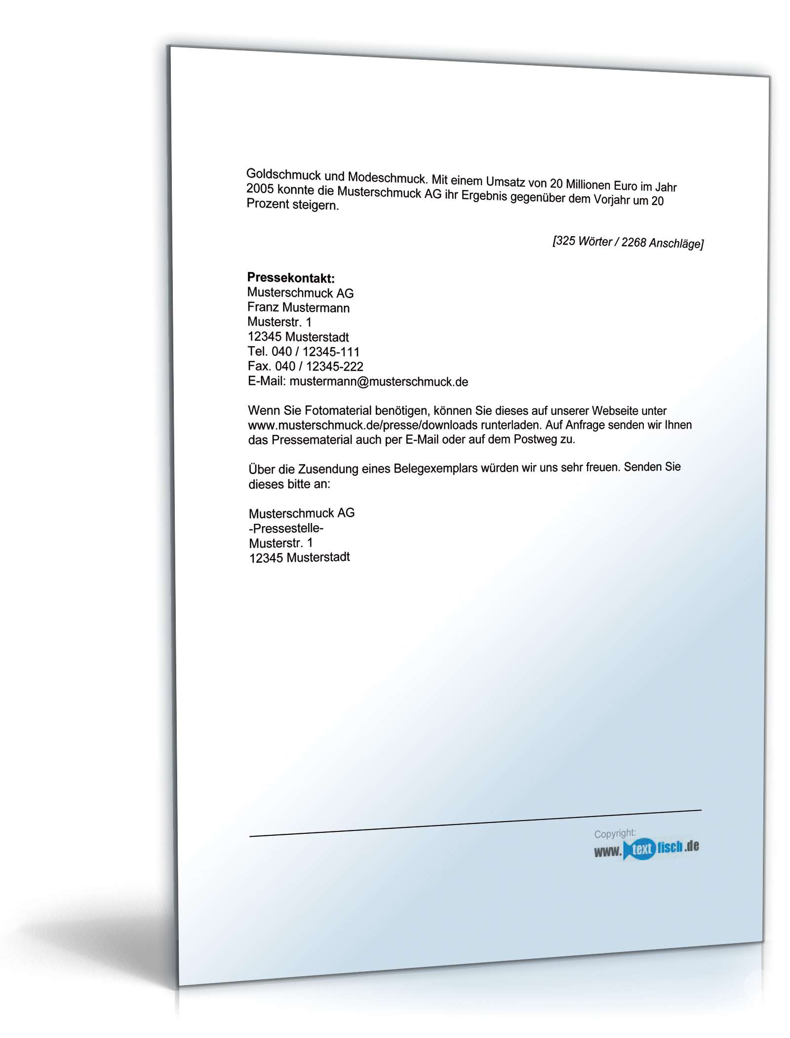 Pressemitteilung über die Eröffnung einer Schmuckgeschäft-Filiale PDF. Seite: 2