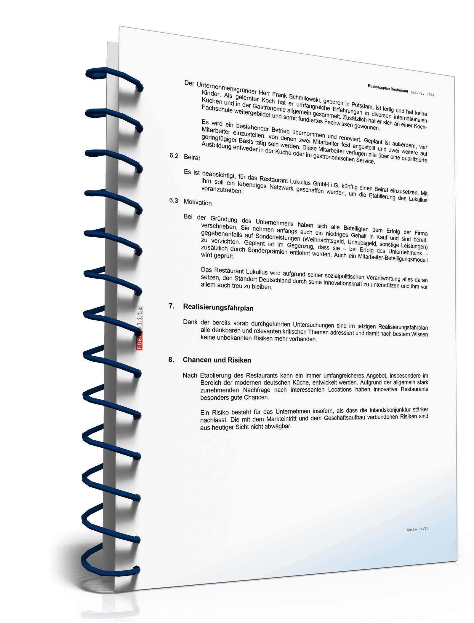 Businessplan Restaurant Excel. Seite: 13