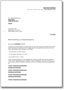 Einforderung Schönheitsreparaturen Word