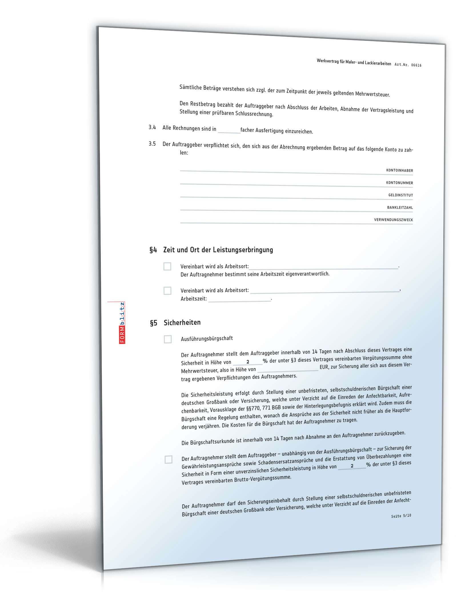 Werkvertrag Maler- und Lackierarbeiten PDF. Seite: 5