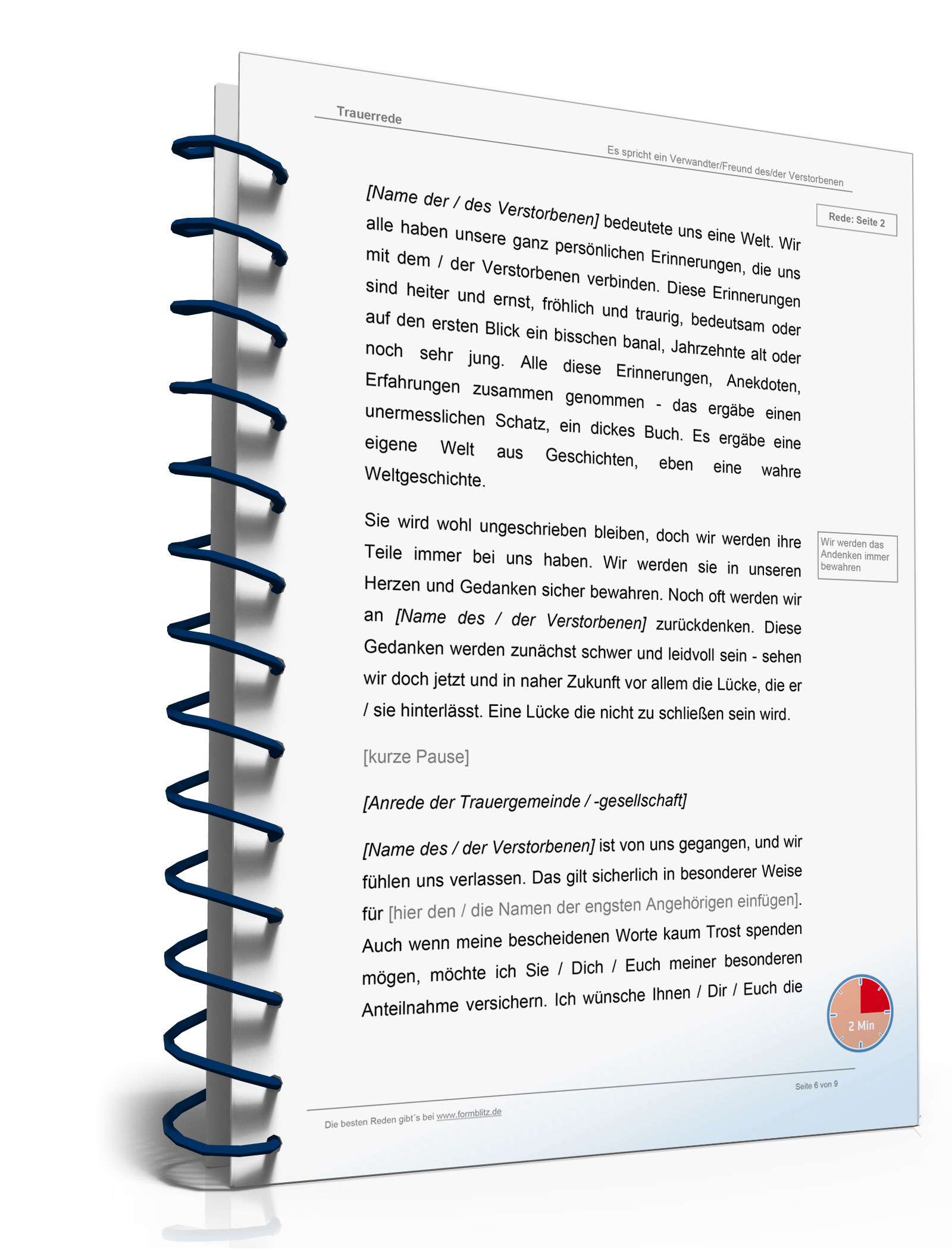 Trauerrede mit Leitmotiv: Jeder Mensch ist eine Weltgeschichte Word. Seite: 6