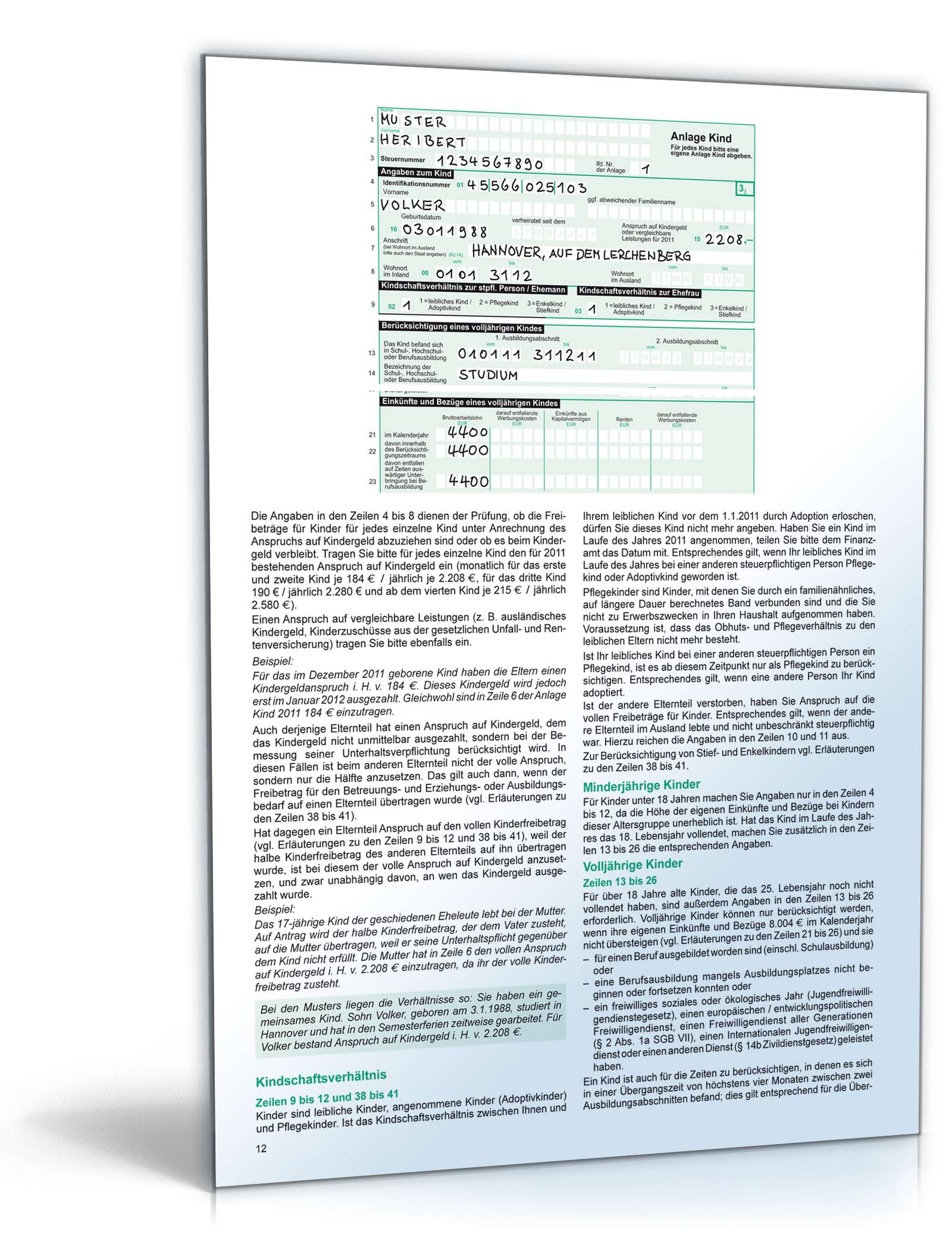 Anleitung zur Einkommensteuererklärung 2011 PDF. Seite: 12