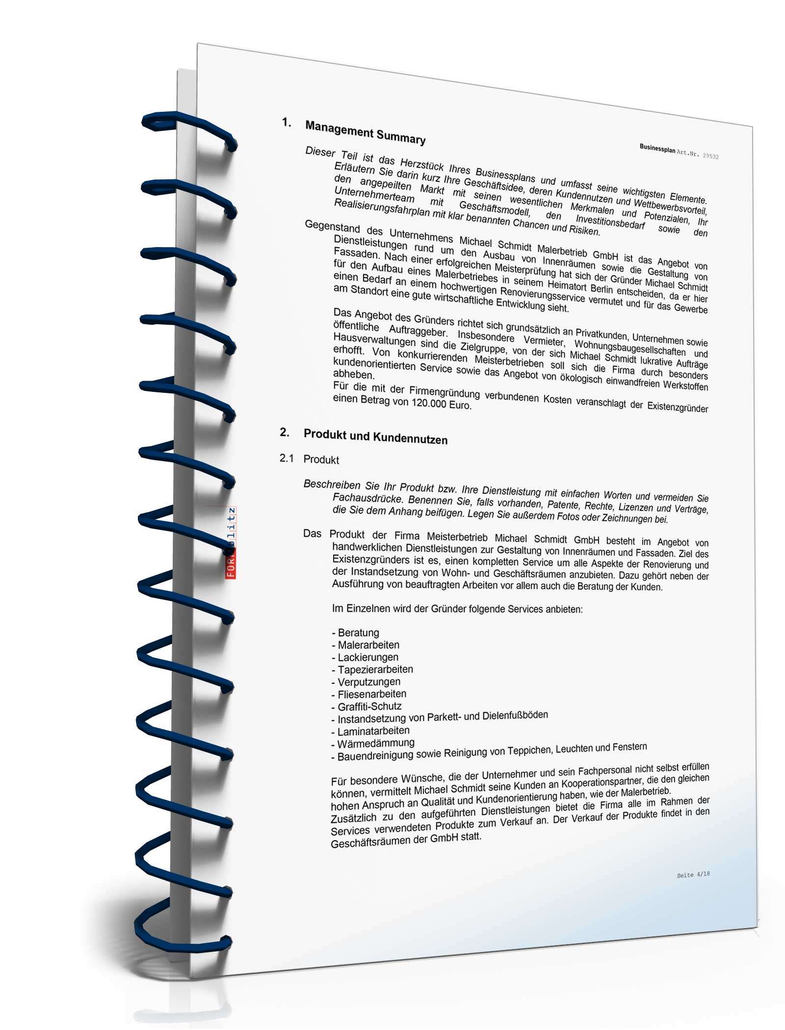 Businessplan Malerbetrieb Excel. Seite: 7