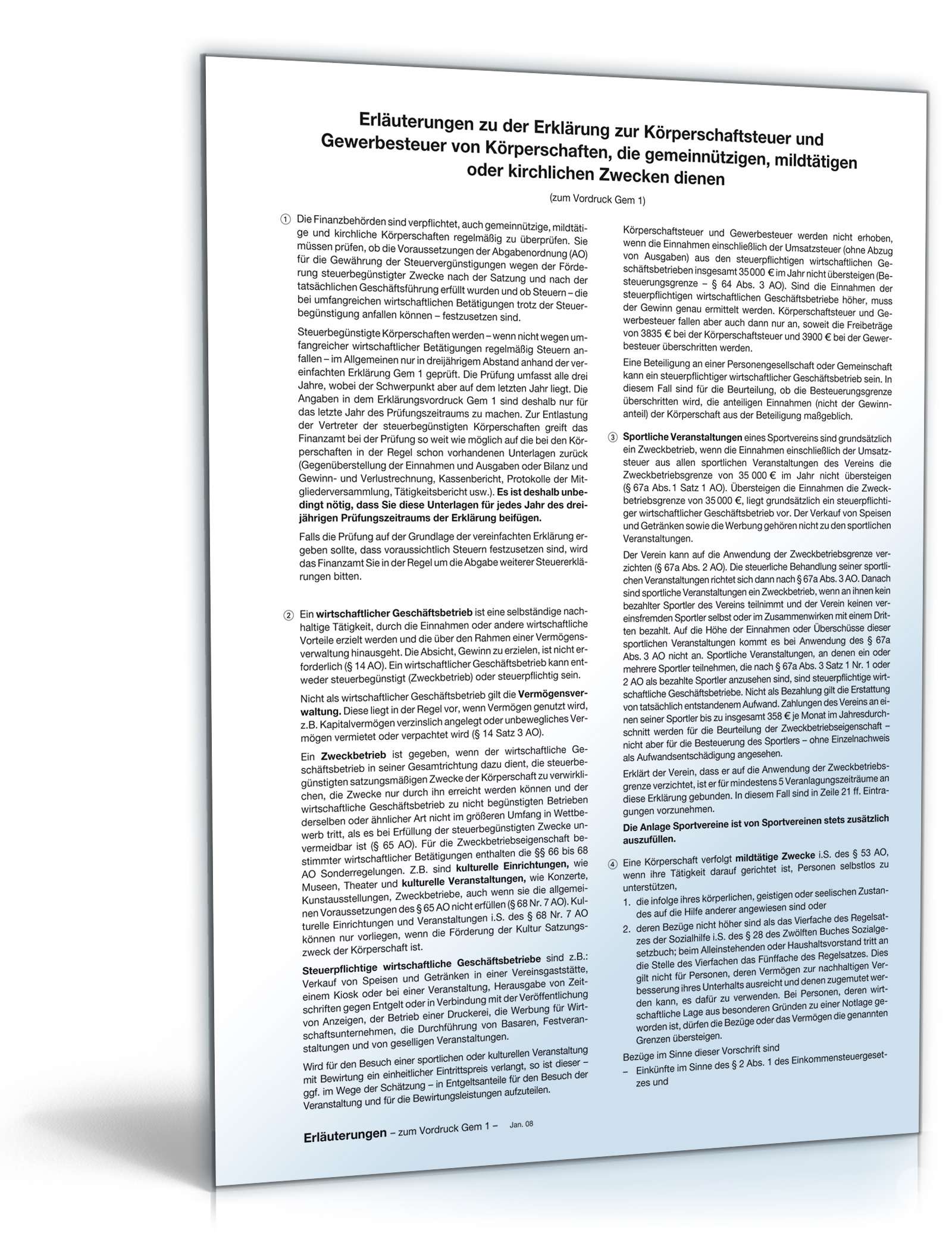 Anleitungen zur Erklärung der Körperschaftsteuer und Gewerbesteuer PDF