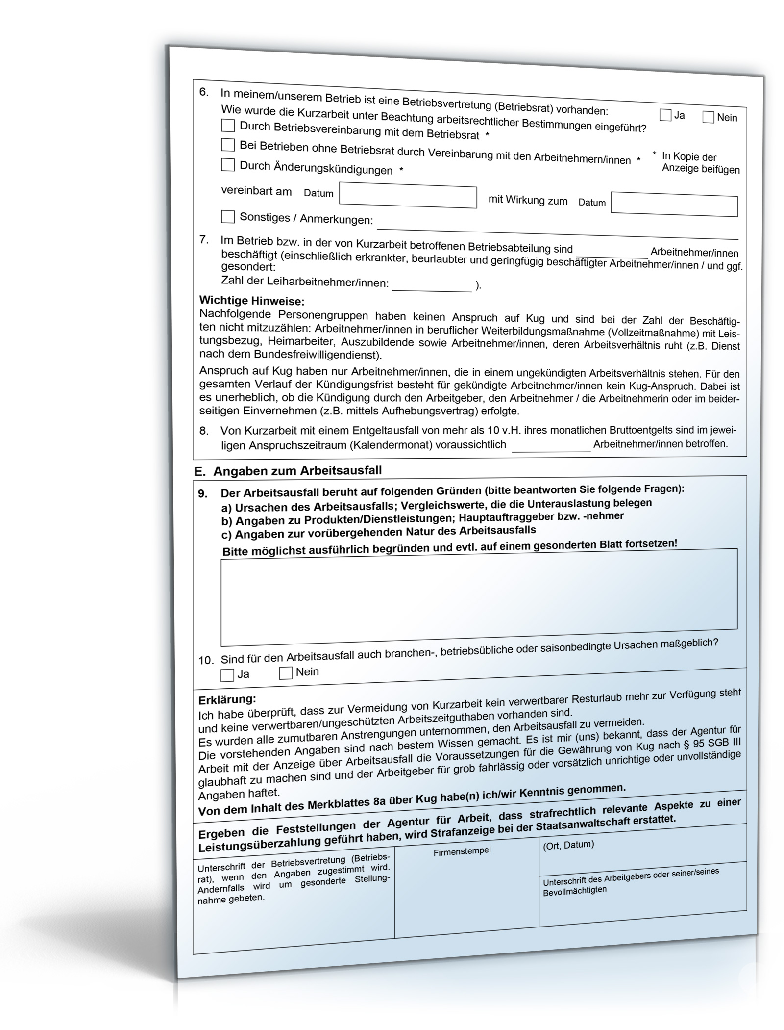Antrag Kurzarbeitergeld PDF. Seite: 2