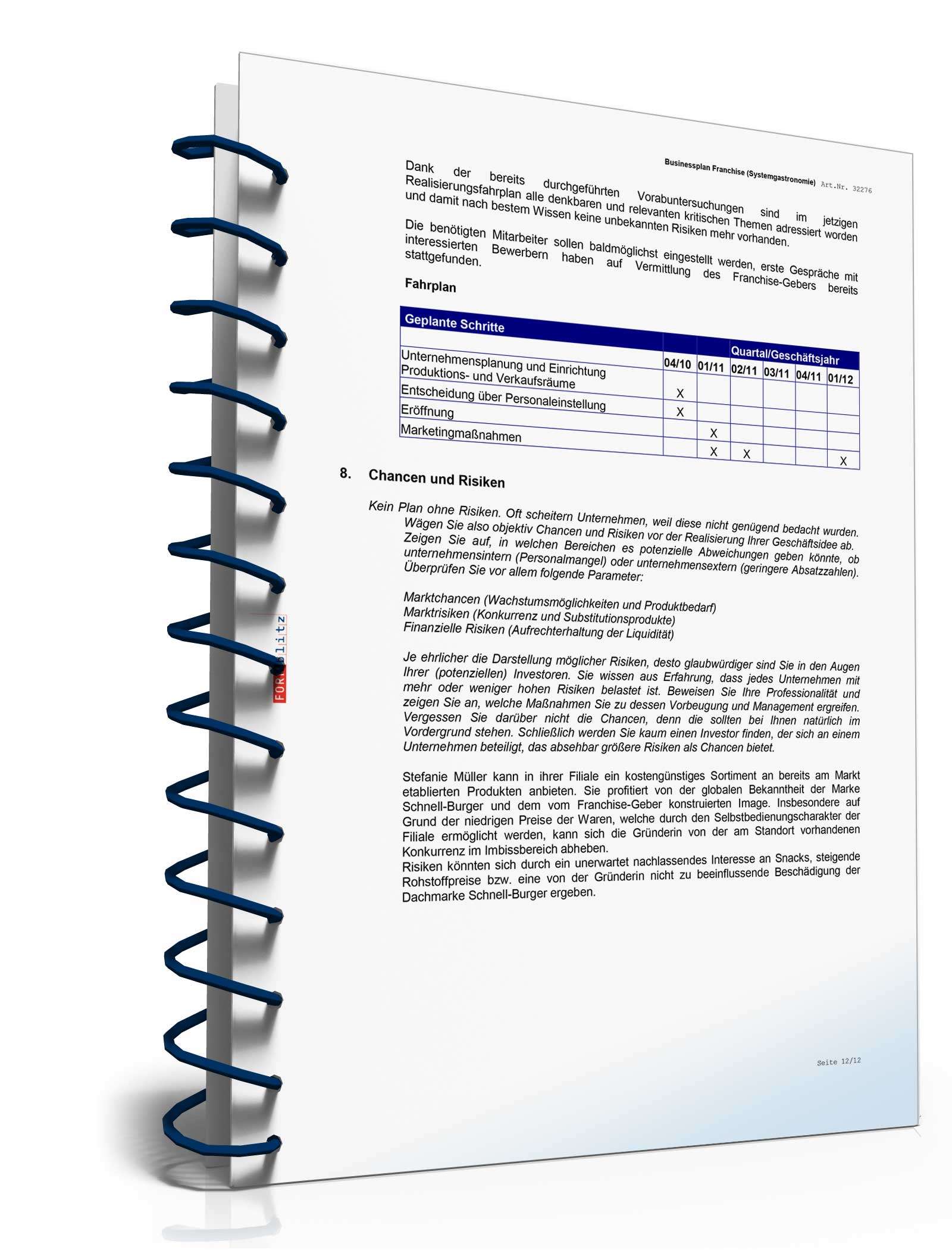 Businessplan Franchise (Systemgastronomie) Excel. Seite: 18