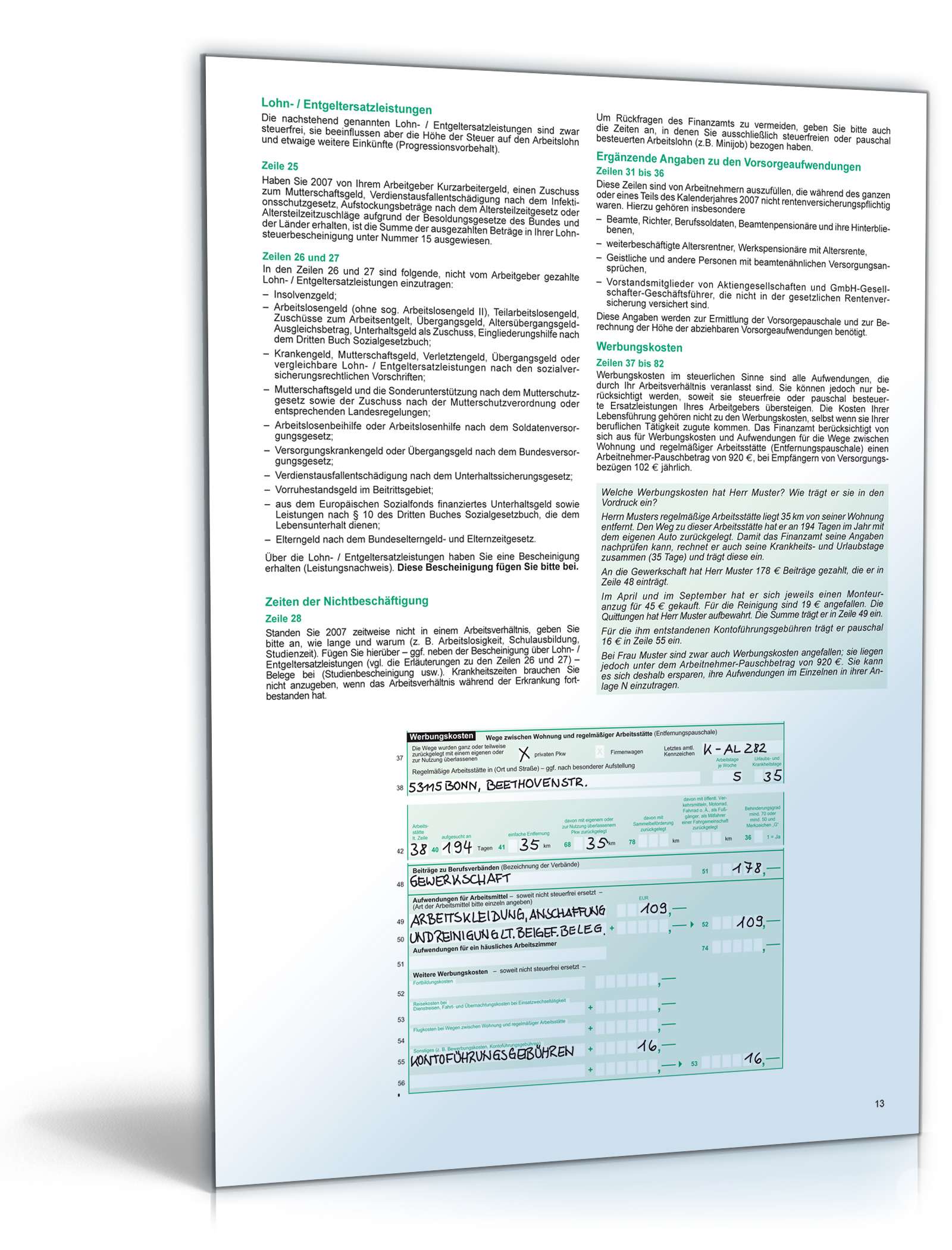 Anleitung zur Einkommensteuererklärung 2007 PDF. Seite: 13