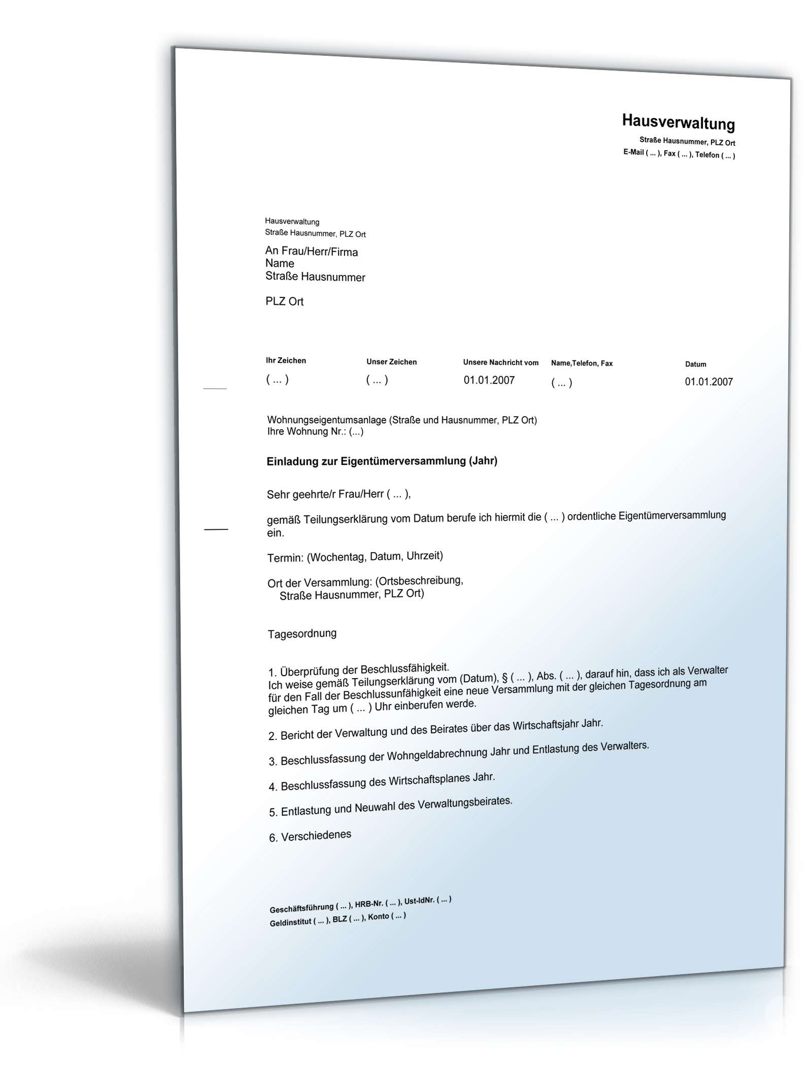 Einladung Eigentümerversammlung PDF