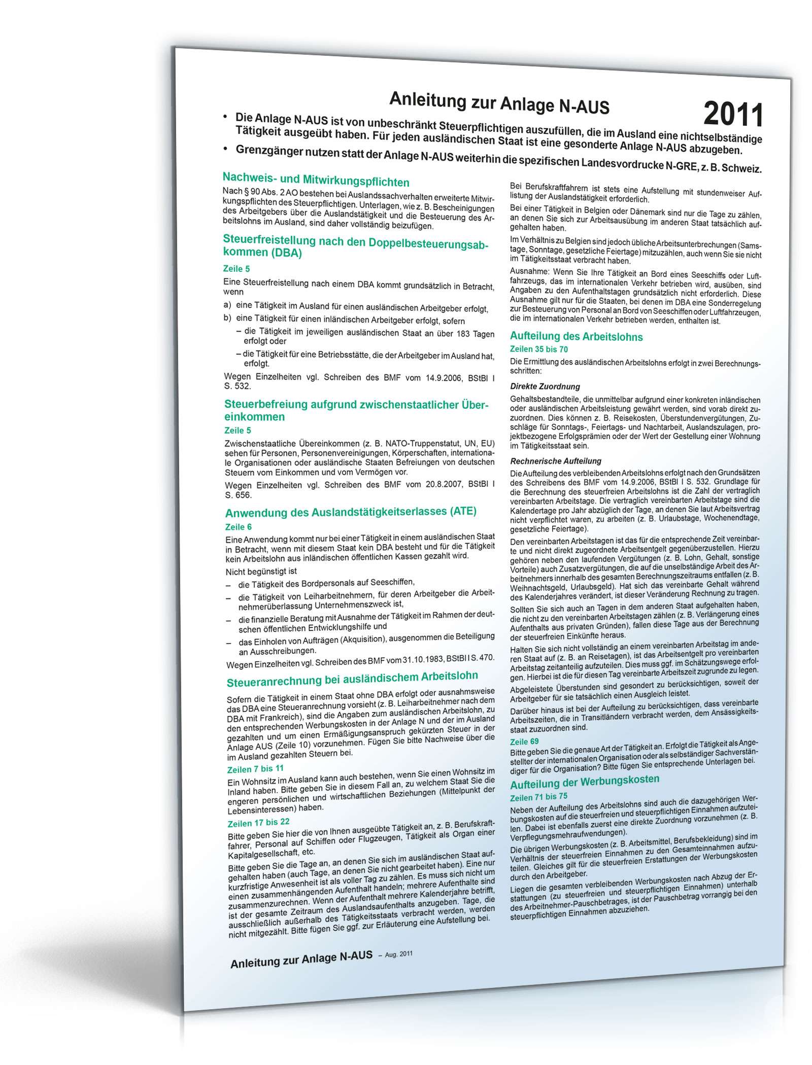 Anleitung zur Anlage N-AUS 2011 PDF