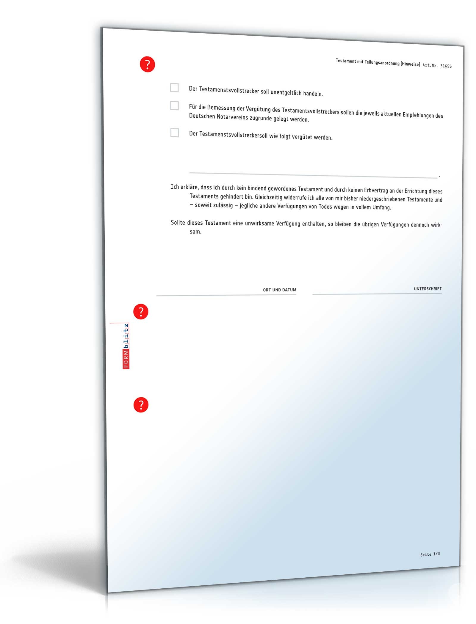 Testament Testamentsvollstrecker PDF. Seite: 3
