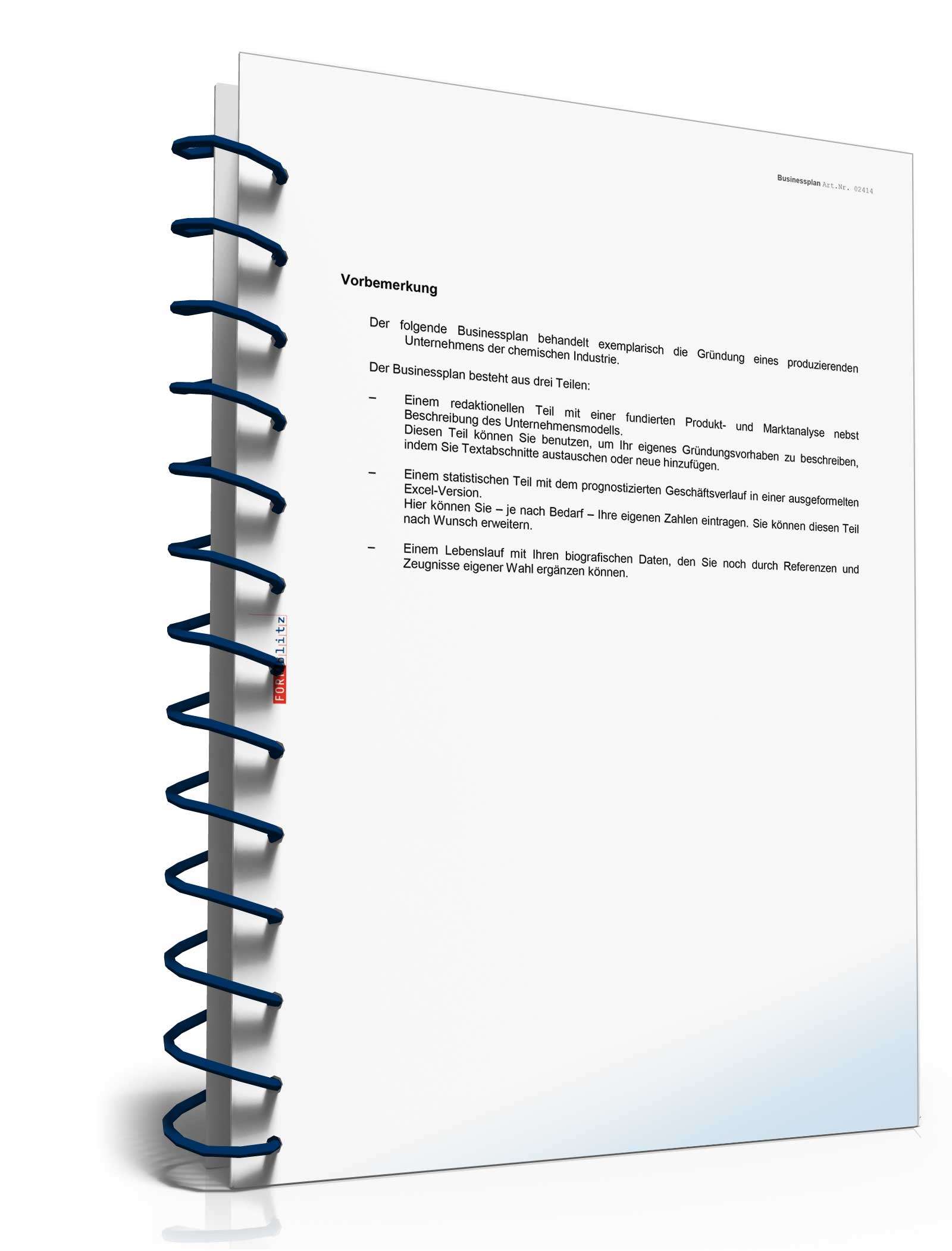 Businessplan Chemielabor/Chemieunternehmen Excel. Seite: 3