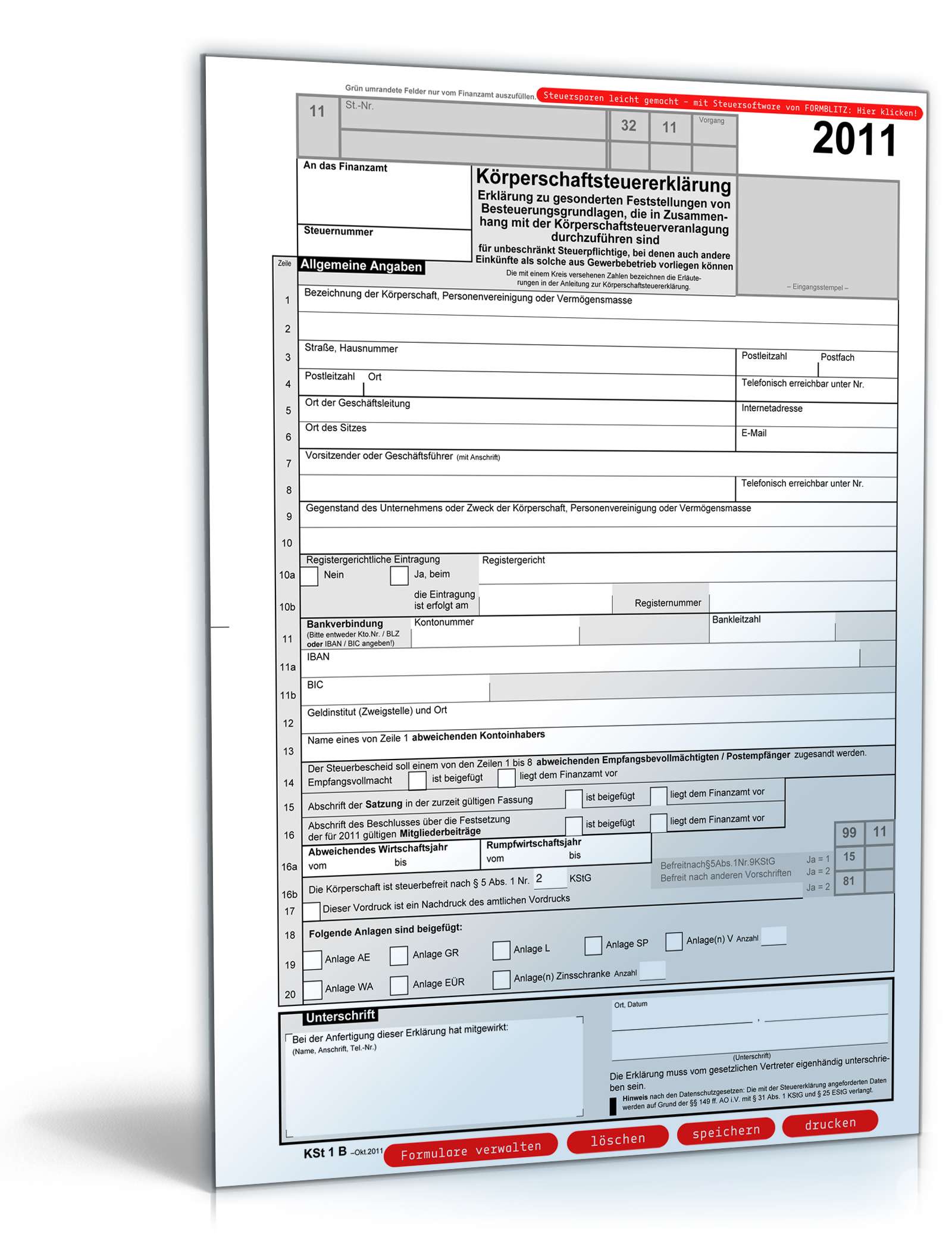 Körperschaftsteuererklärung 2011 KSt IB PDF