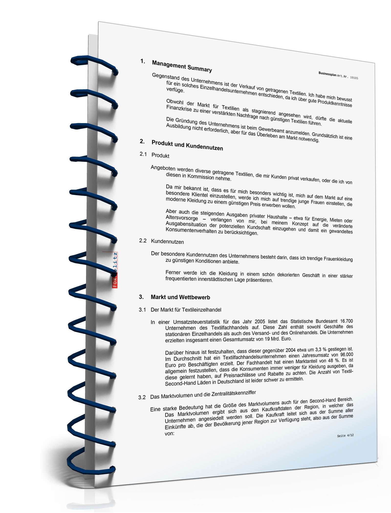 Businessplan Second-Hand-Laden Excel. Seite: 7