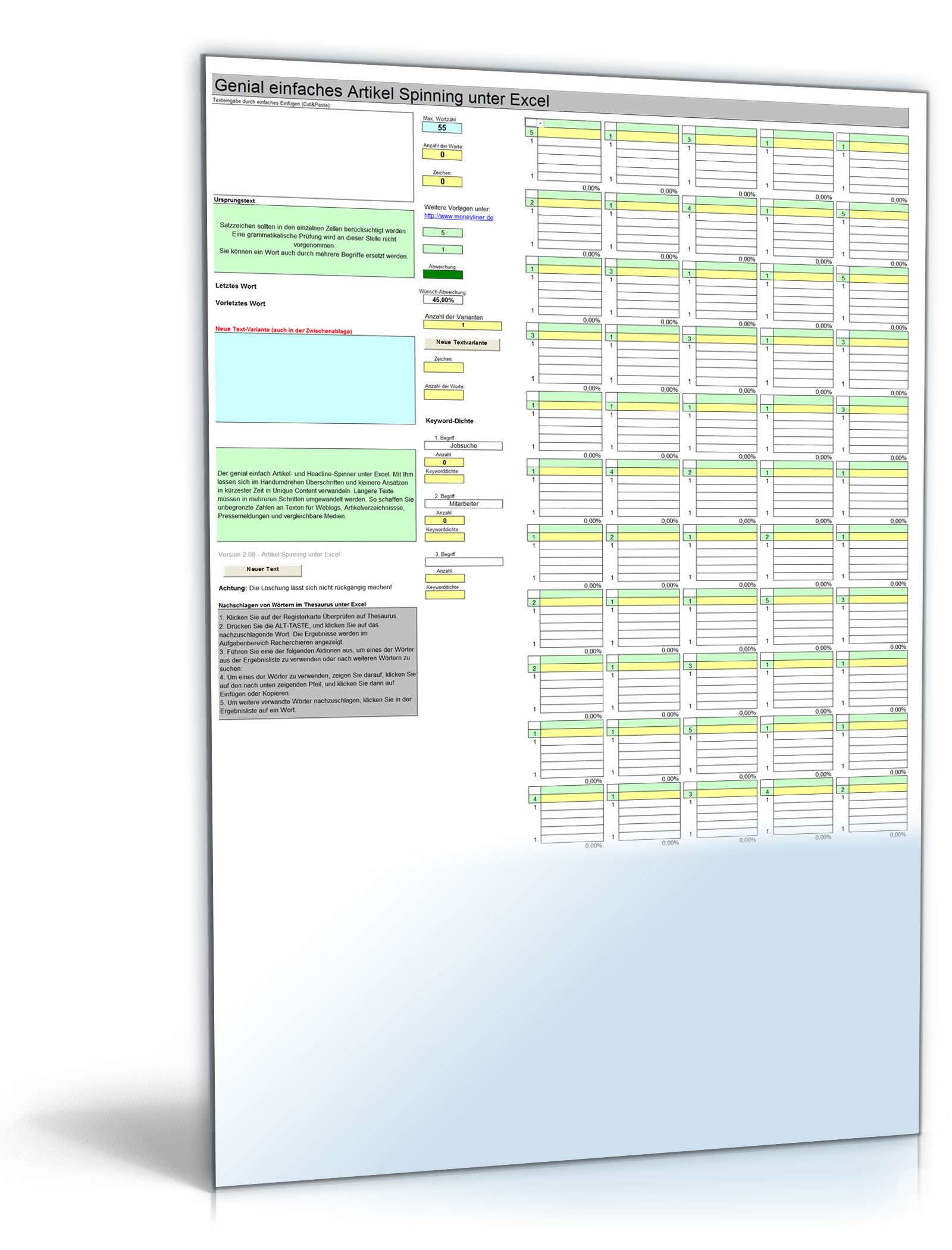 Artikel Spinning unter Excel Excel. Seite: 2
