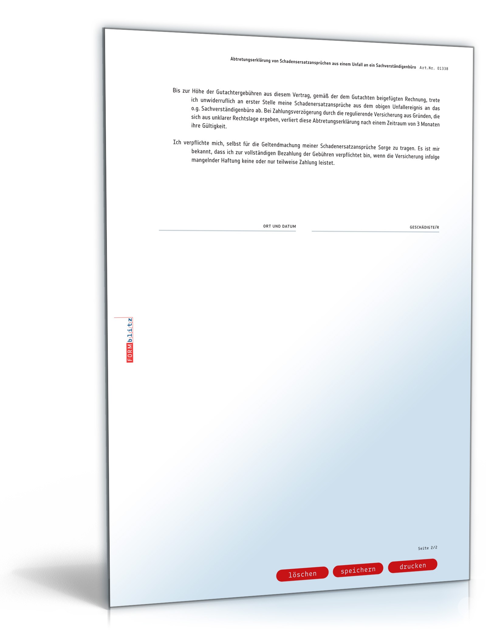 Abtretungserklärung von Schadensersatzansprüchen PDF. Seite: 2