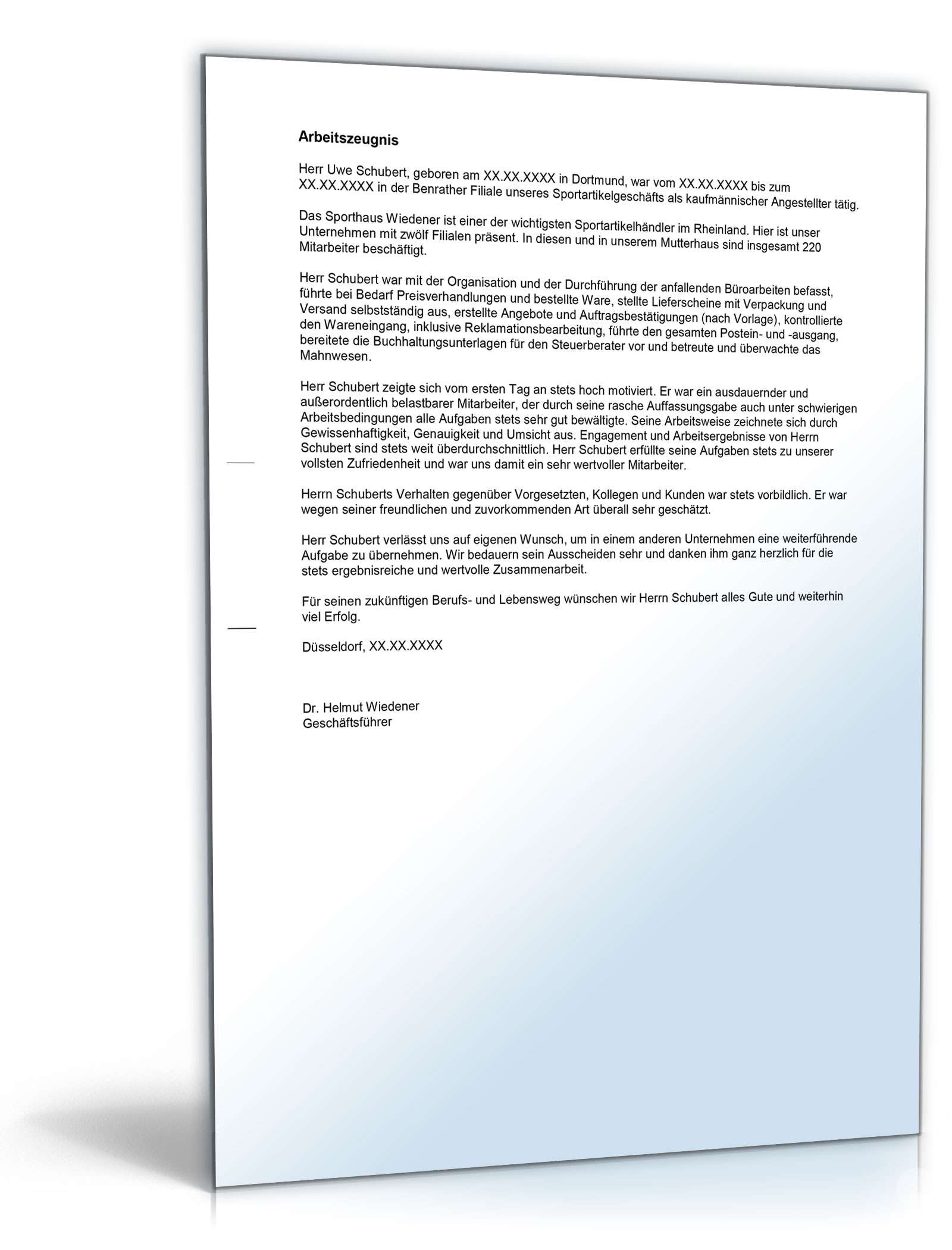 Arbeitszeugnis Kaufmännische Angestellte Excel. Seite: 3