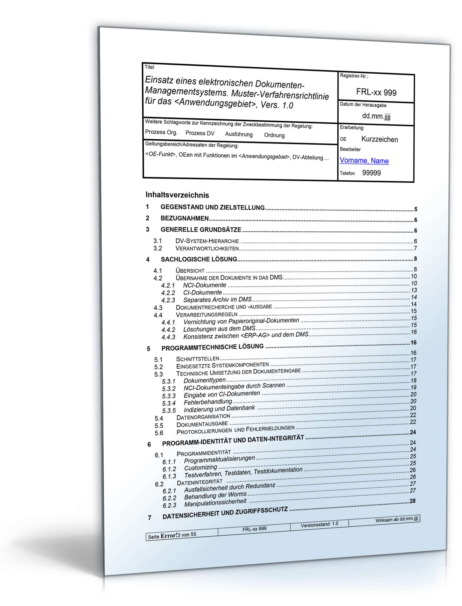 Verfahrensrichtlinie zum Einsatz eines elektronischen Dokumenten-Management-Systems
 Word. Seite: 3