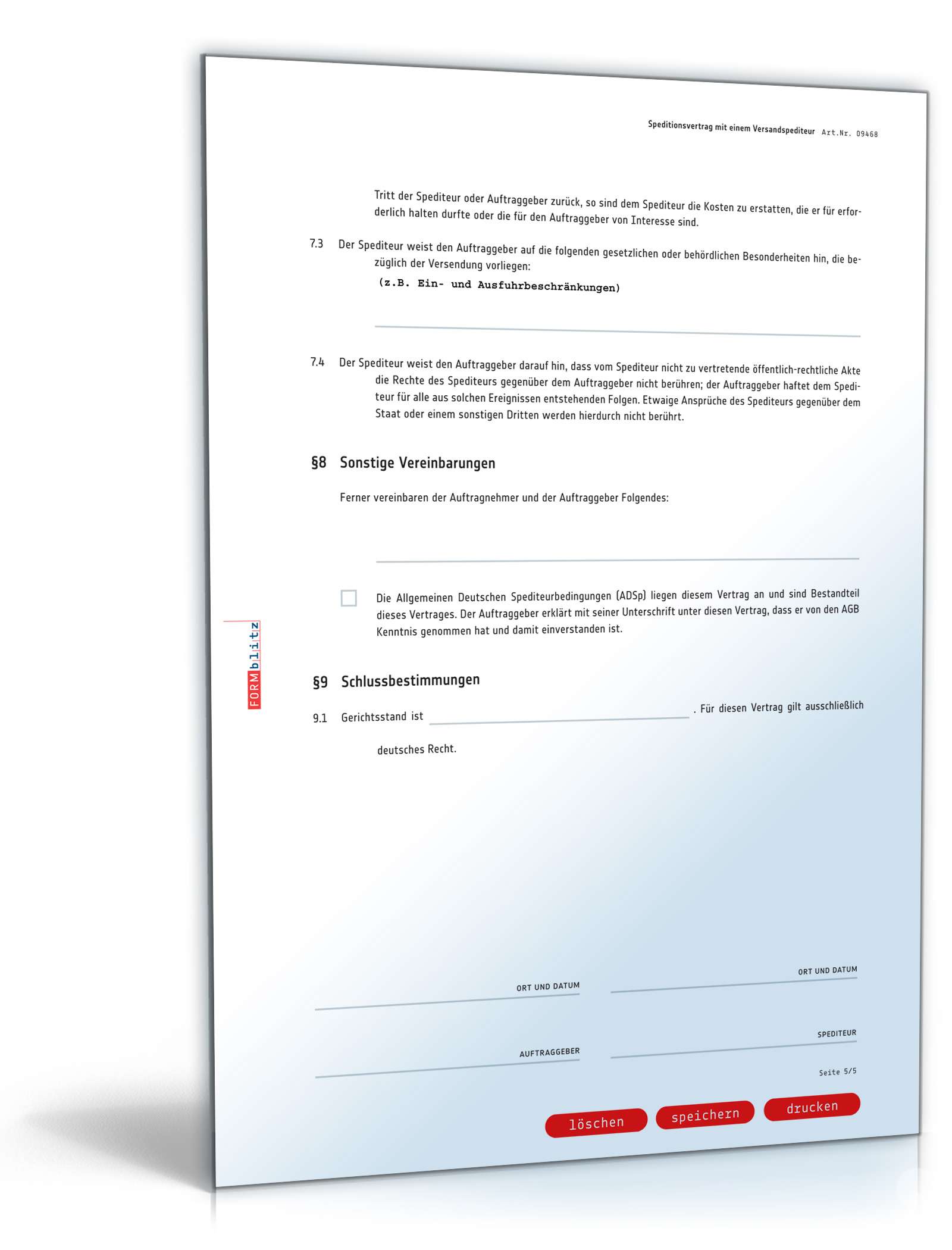 Speditionsvertrag PDF. Seite: 5