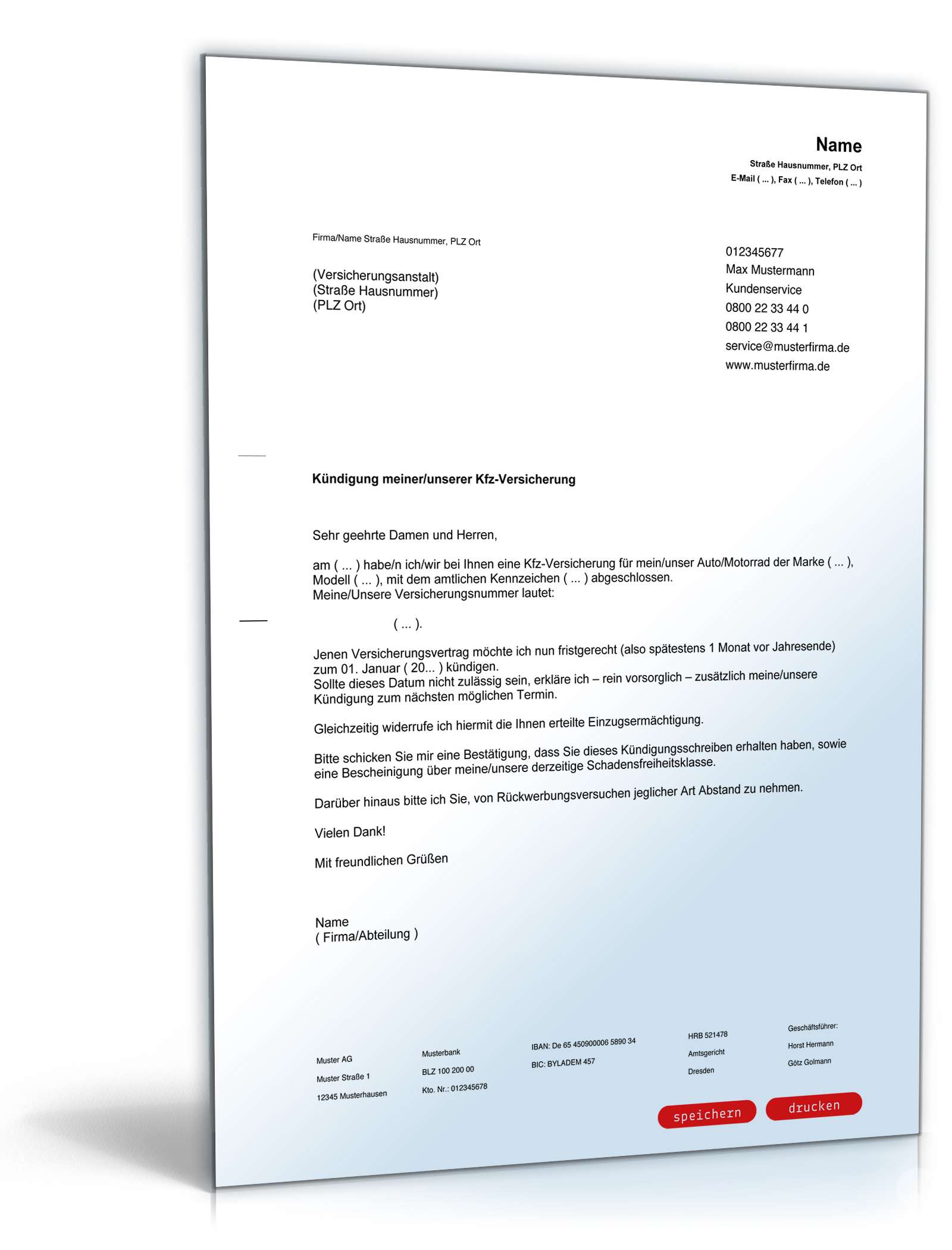 Kündigung Kfz-Haftpflichtversicherung PDF