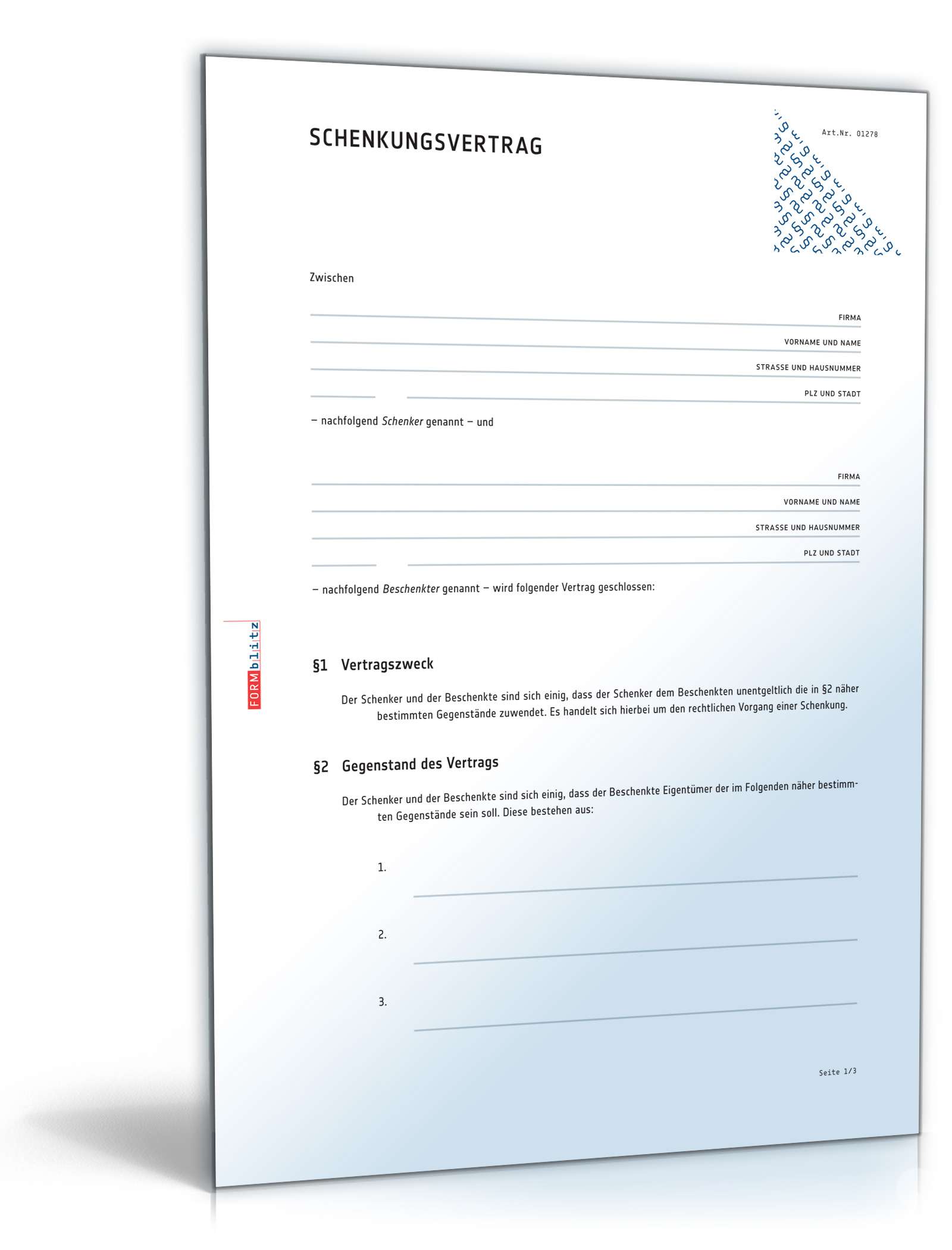 Schenkungsvertrag PDF