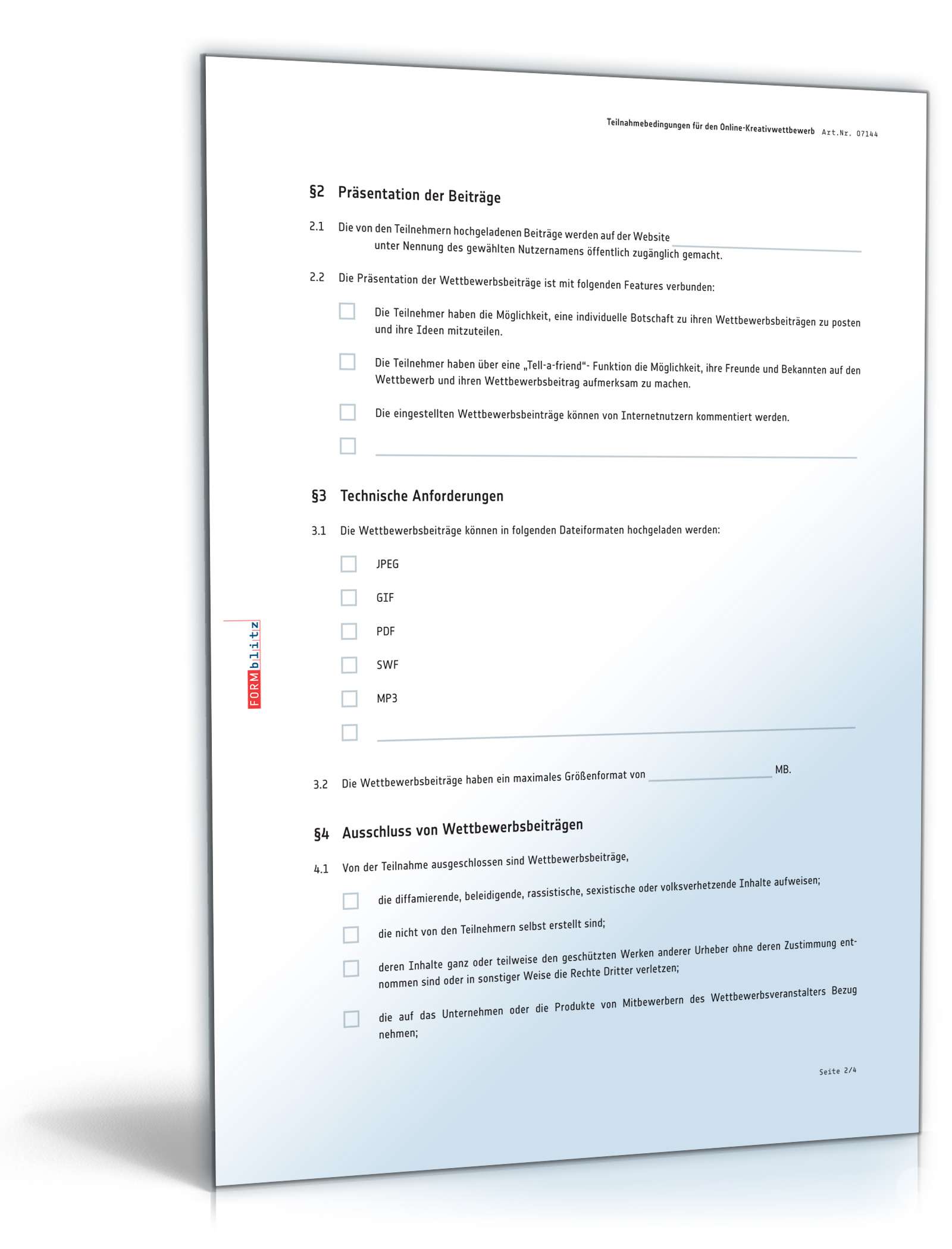 Teilnahmebedingungen Online-Kreativwettbewerb PDF. Seite: 2