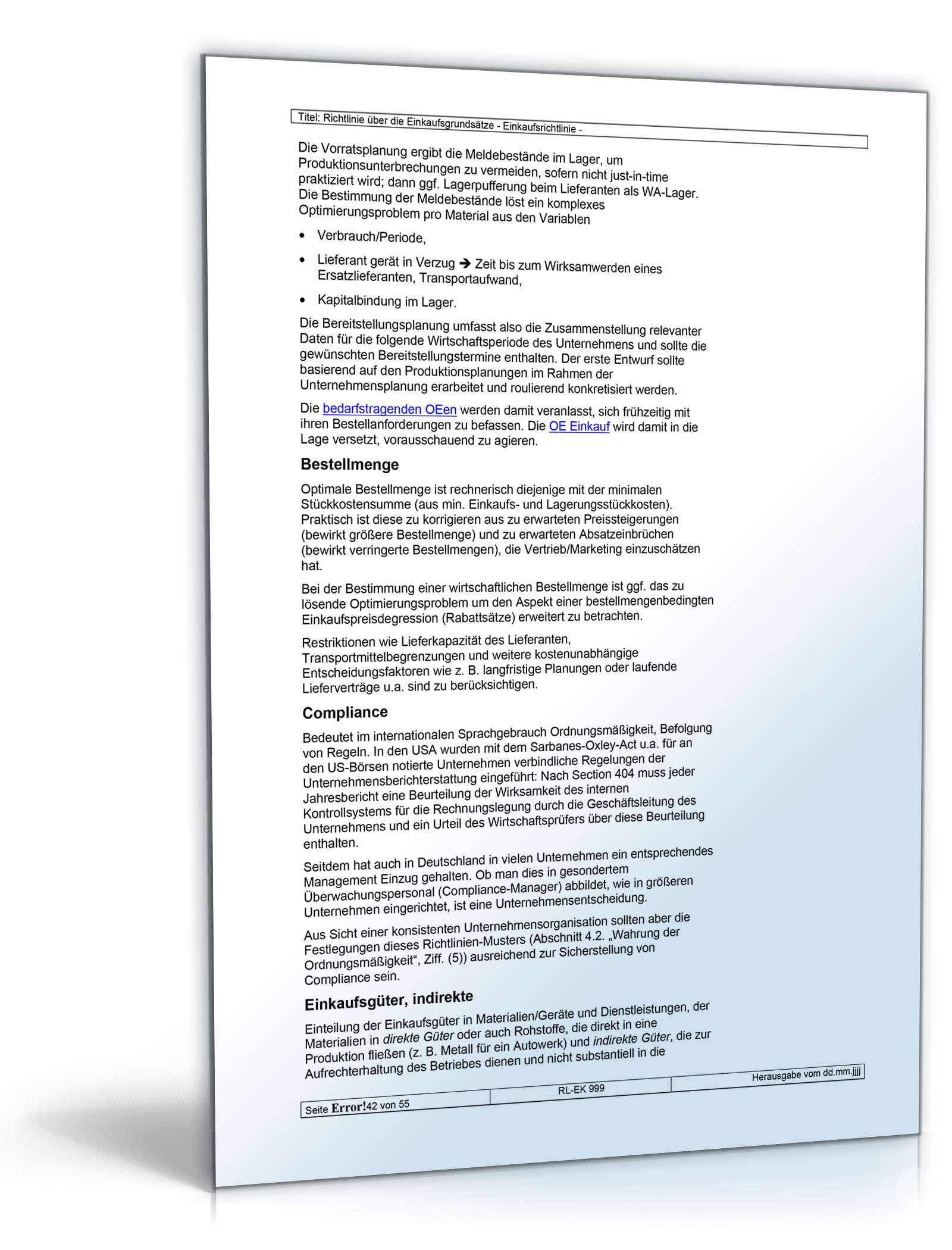 Richtlinien über die Einkaufsgrundsätze Word. Seite: 42