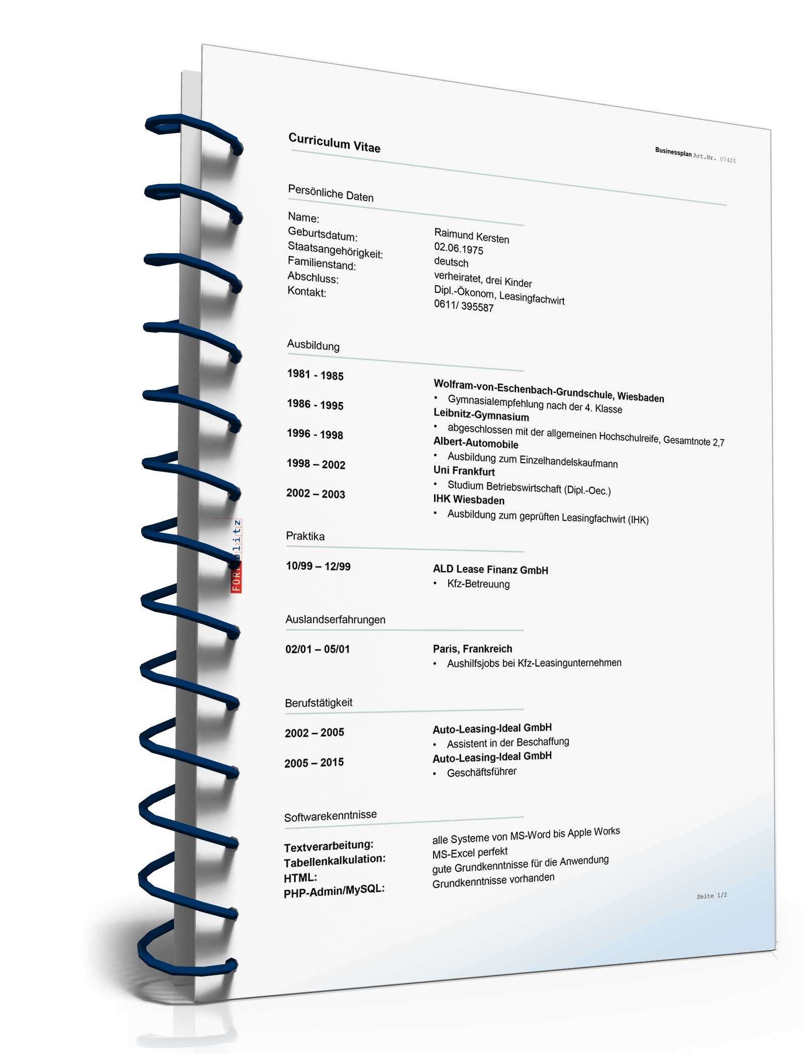 Businessplan für ein Leasingunternehmen Excel. Seite: 17