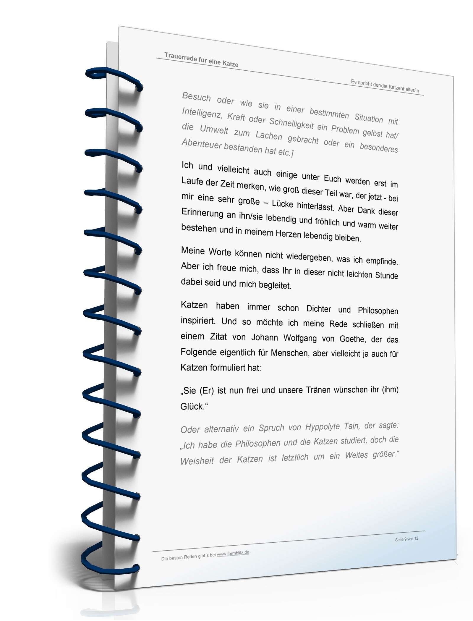 Trauerrede für eine Katze Word. Seite: 9