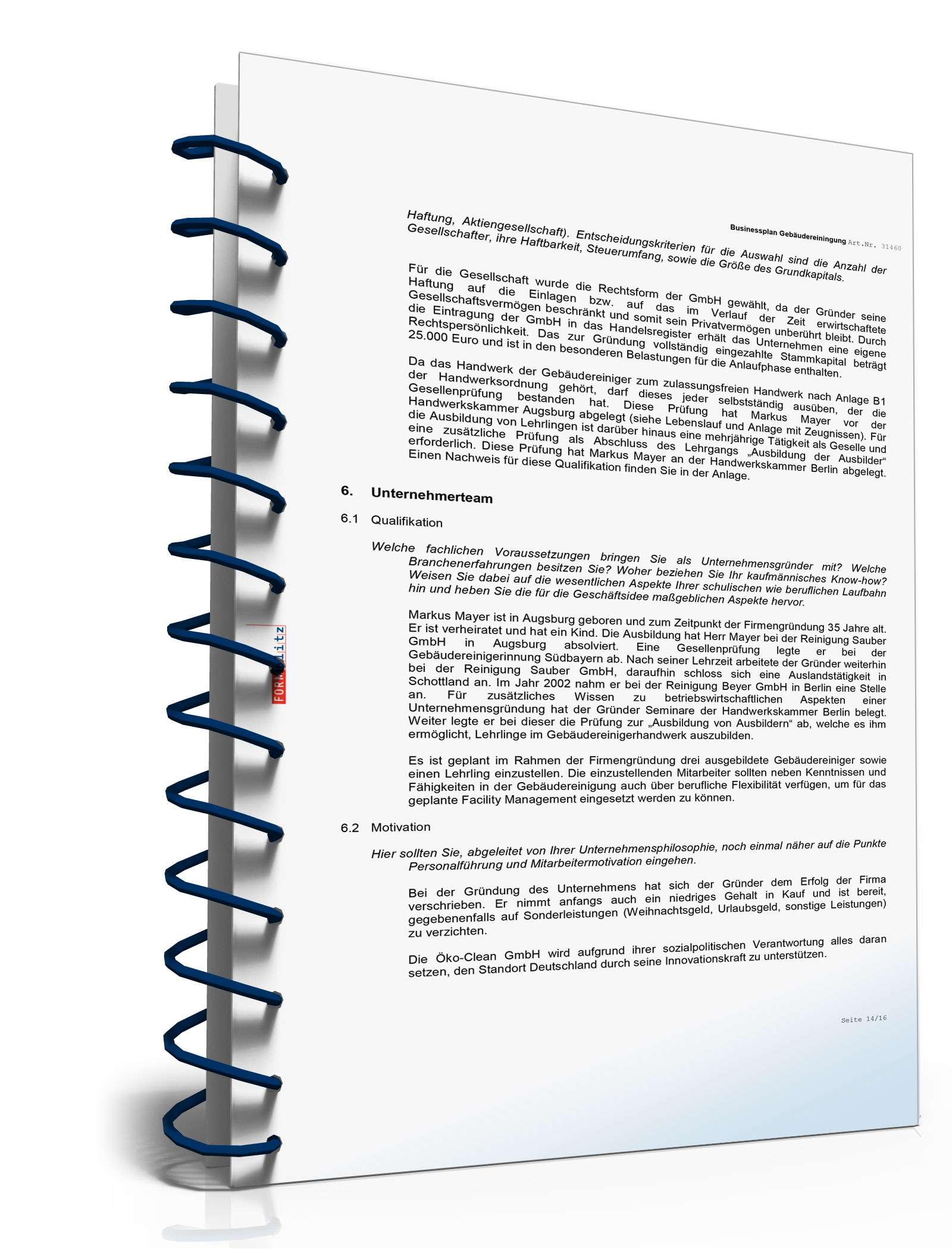 Businessplan Gebäudereinigung Excel. Seite: 13