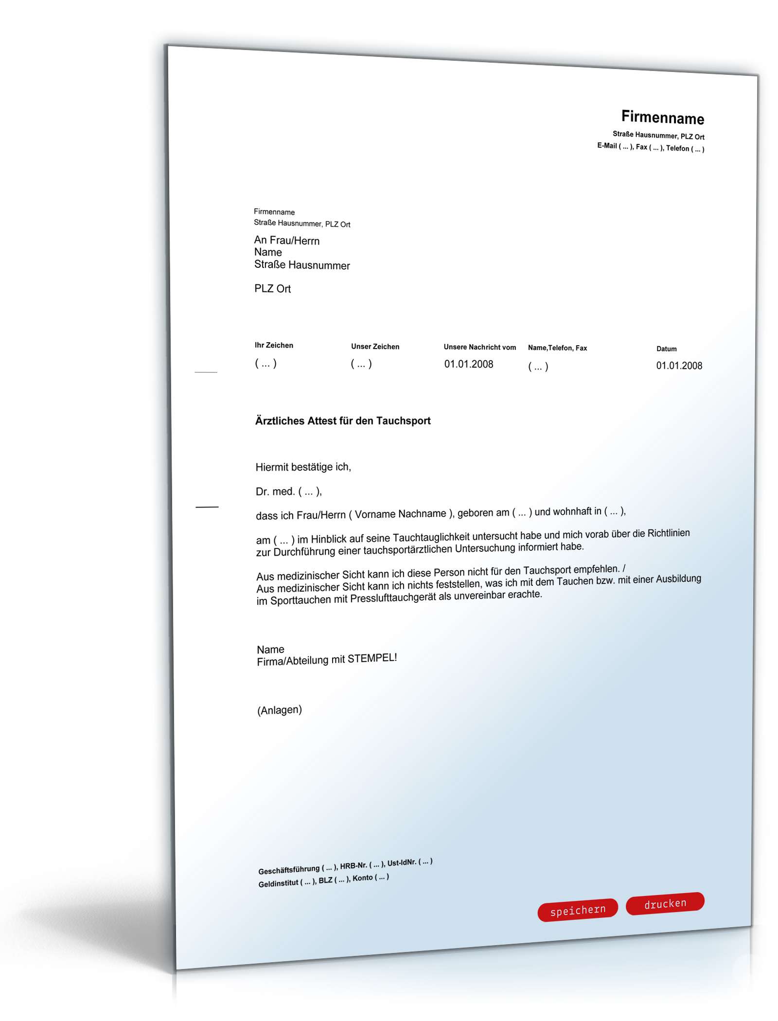 Unbedenklichkeitsbescheinigung Tauchsport PDF