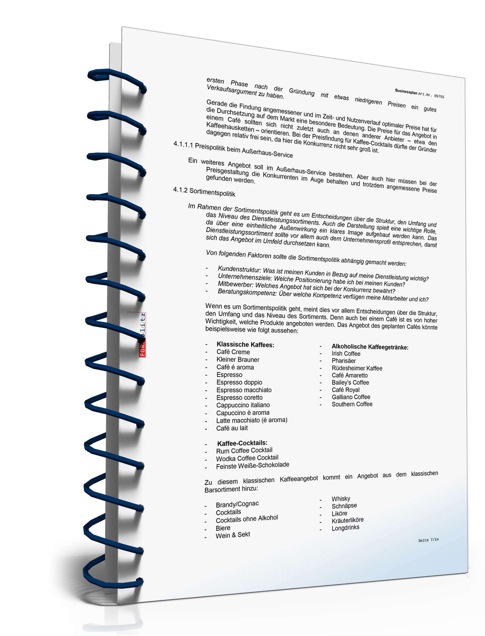 Businessplan Café Excel. Seite: 12