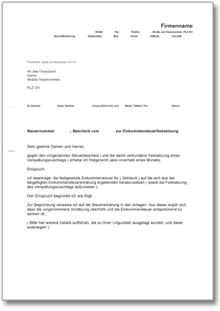 Einspruch Einkommensteuerschätzung Word