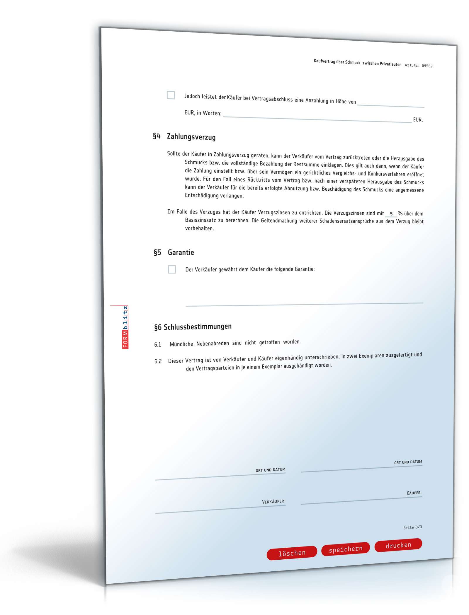 Kaufvertrag Schmuck PDF. Seite: 3