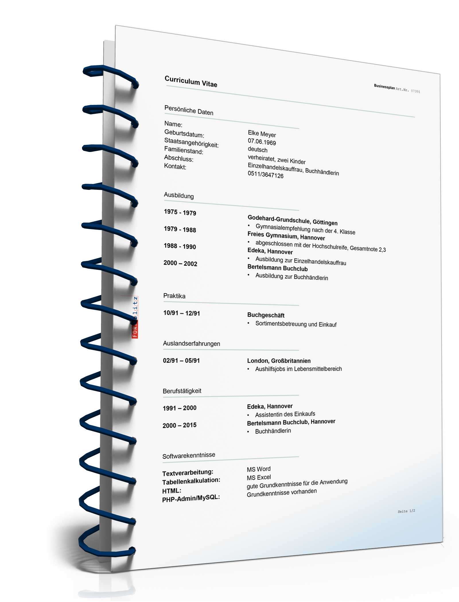 Businessplan Buchhandlung Excel. Seite: 15