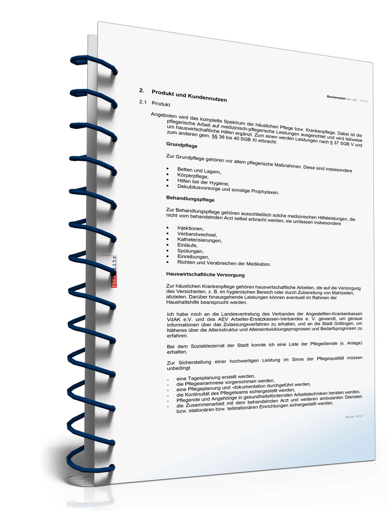 Businessplan Mobiler Pflegedienst Excel. Seite: 7