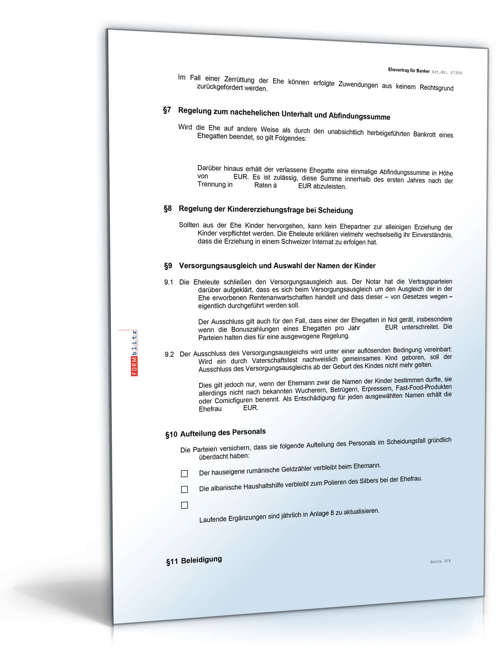 Ehevertrag Banker Fun-Vertrag Word. Seite: 3