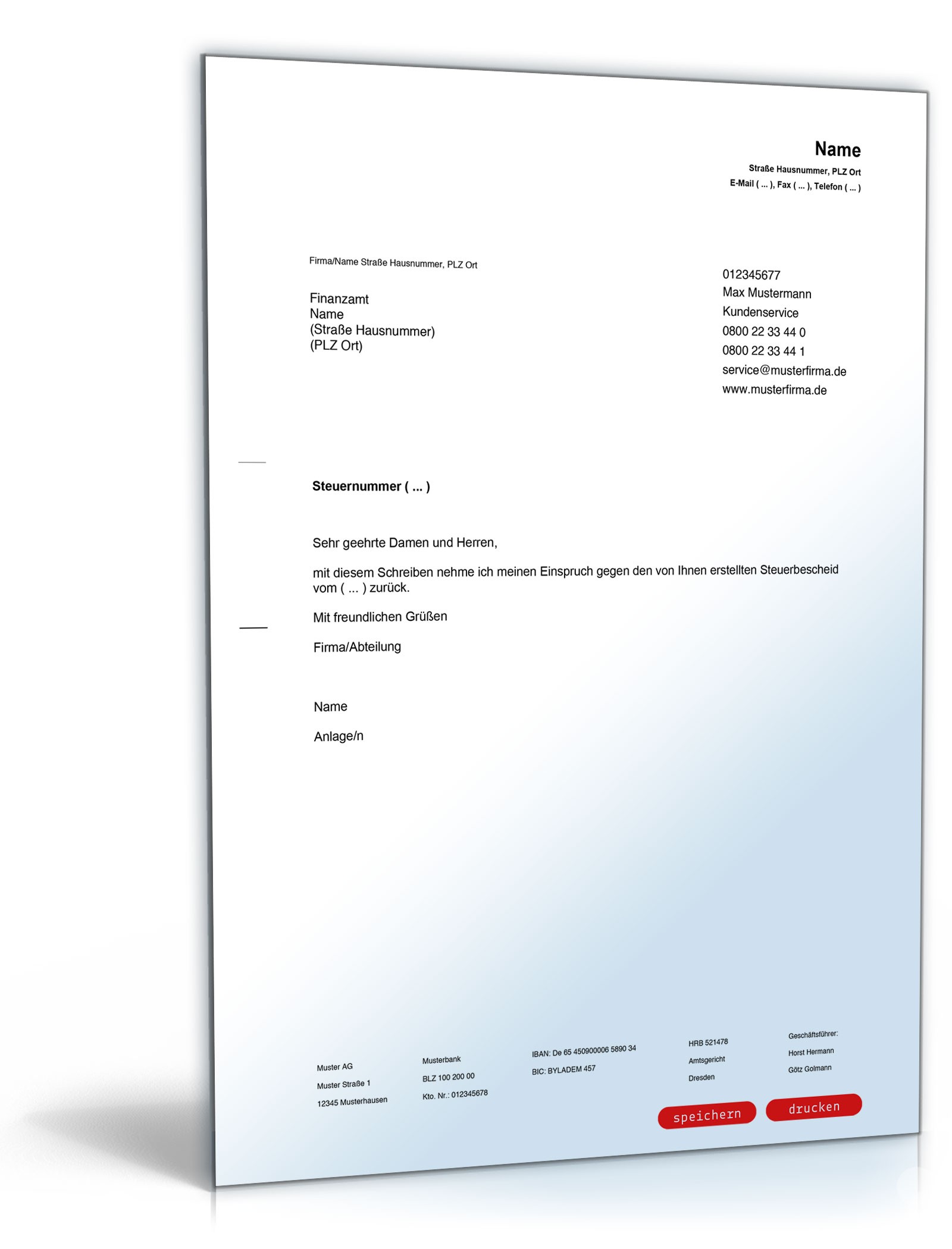 Rücknahme Einspruch Steuerbescheid PDF