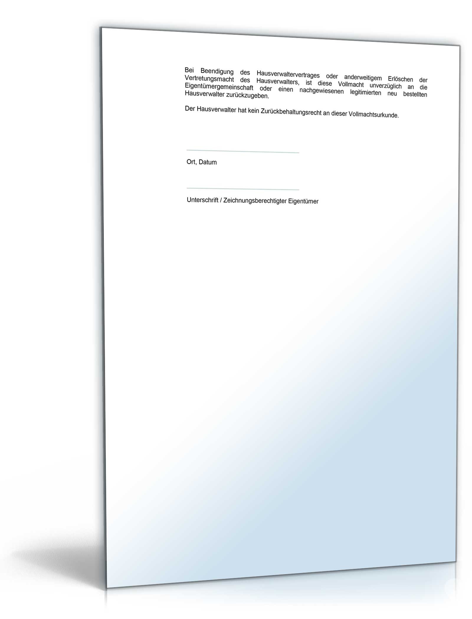 Hausverwaltervollmacht  Word. Seite: 2