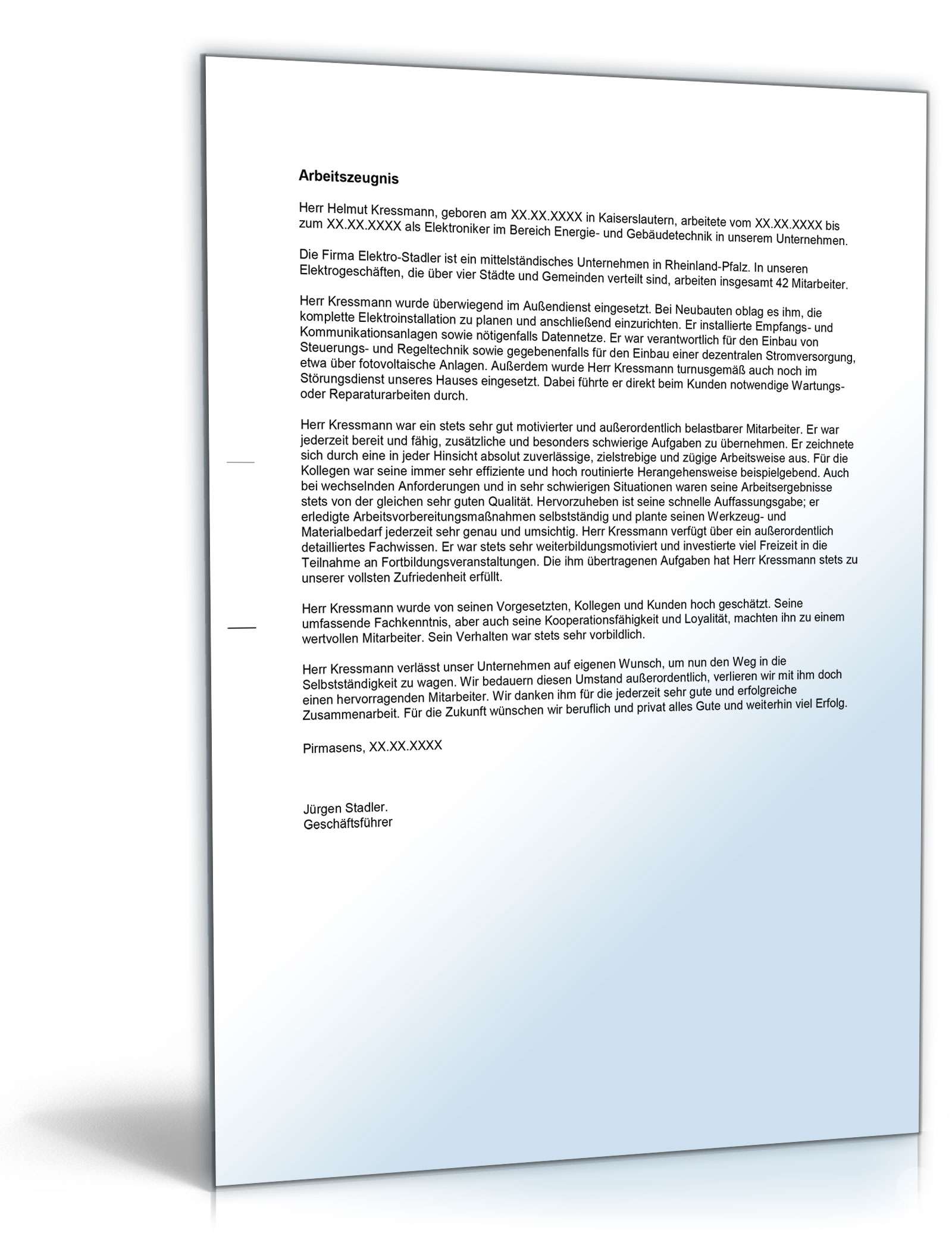 Arbeitszeugnis Elektroniker Excel. Seite: 3