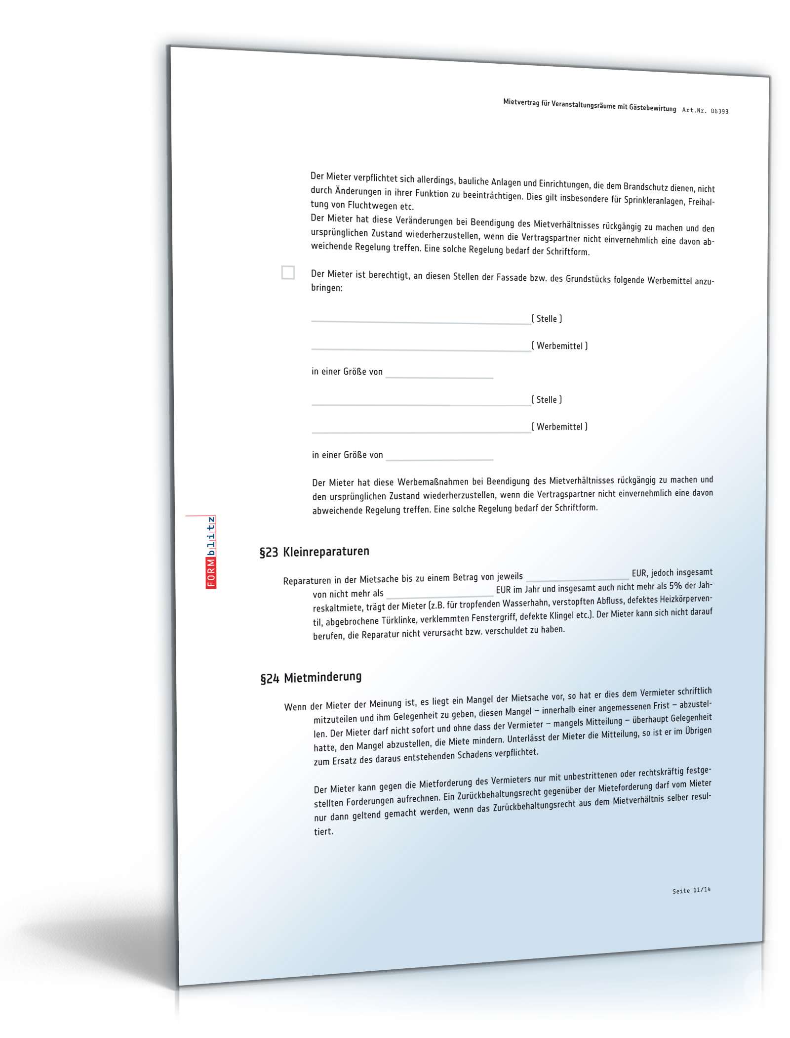 Mietvertrag Veranstaltungsraum PDF. Seite: 11