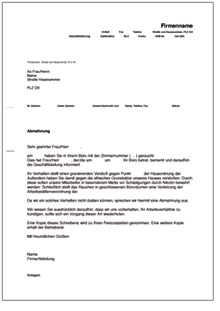 Abmahnung wegen Verstoßes gegen das Rauchverbot Word