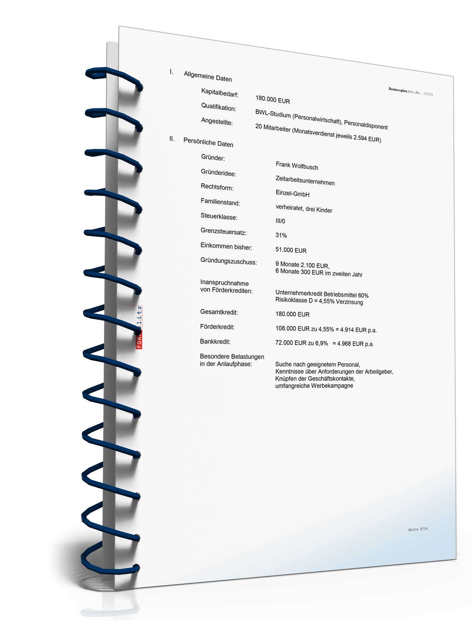 Businessplan Zeitarbeitsfirma Excel. Seite: 14